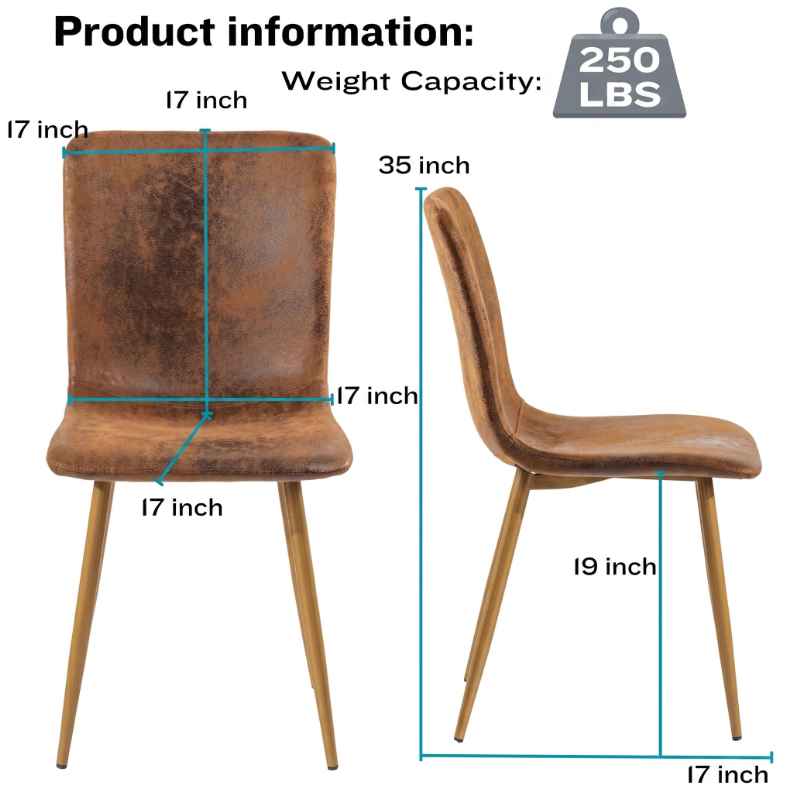 Homy Casa SCARGILL 2PC Dining Chairs Set in Suede Brown