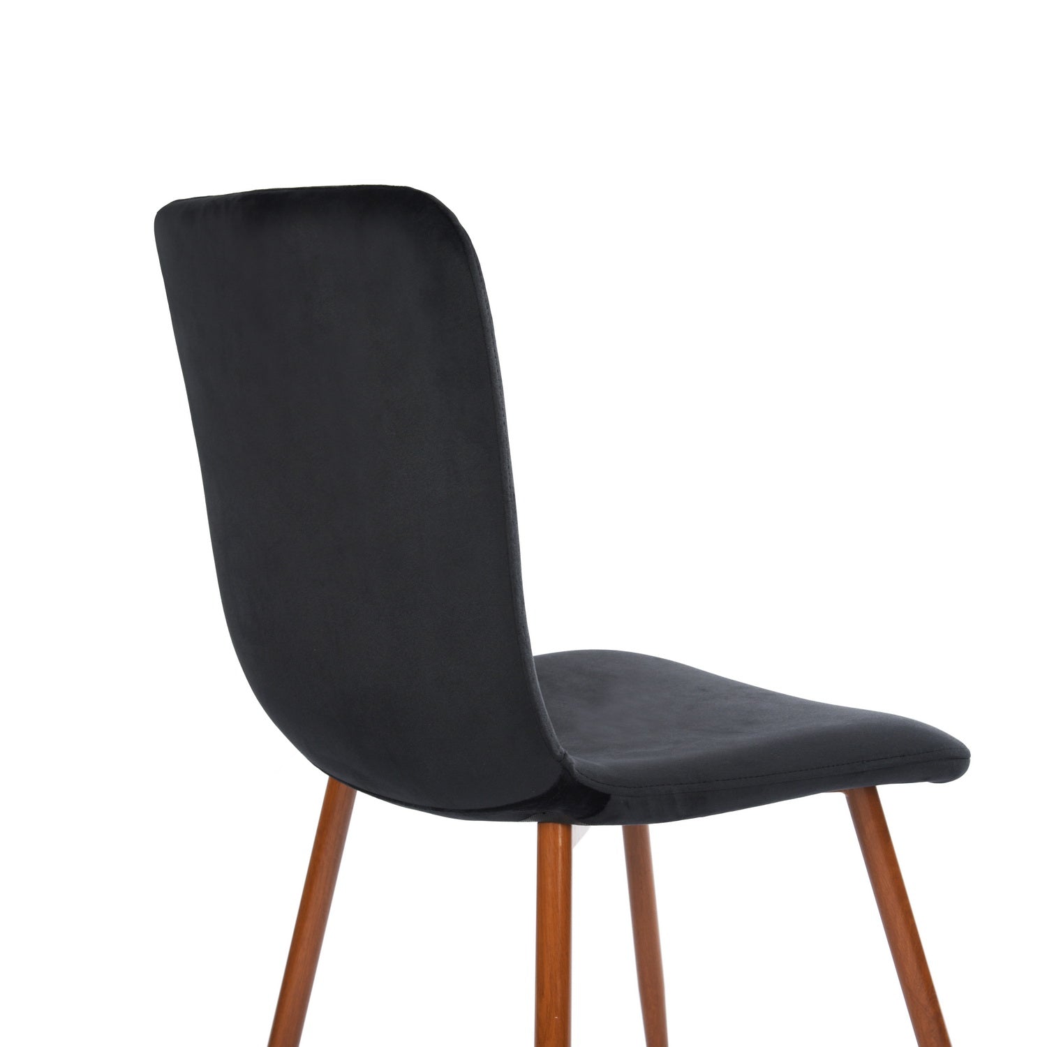 Homy Casa SCRAGILL 4PC Velvet Black Industrial Dining Chair with Fabric Seat and Walnut Wood Accents