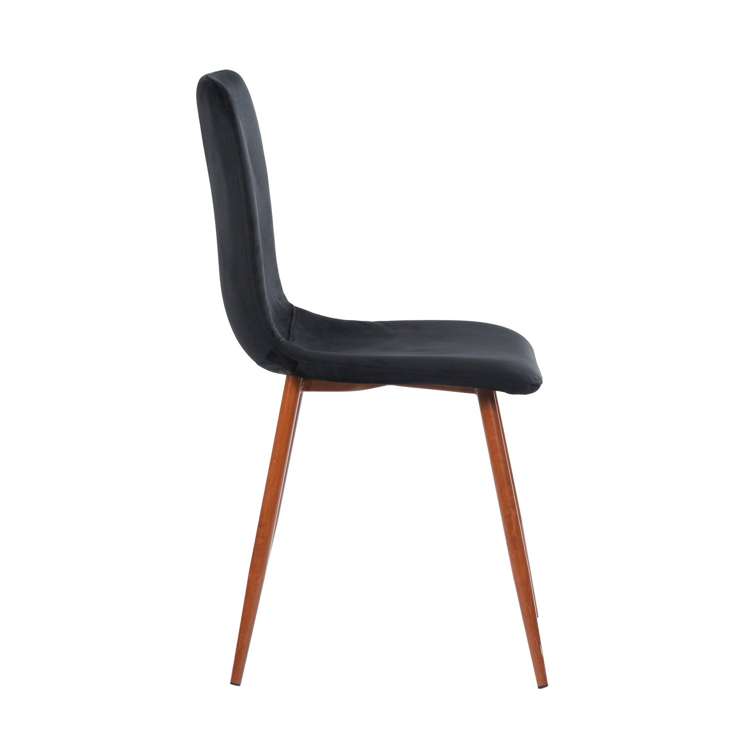 Homy Casa SCRAGILL 4PC Velvet Black Industrial Dining Chair with Fabric Seat and Walnut Wood Accents