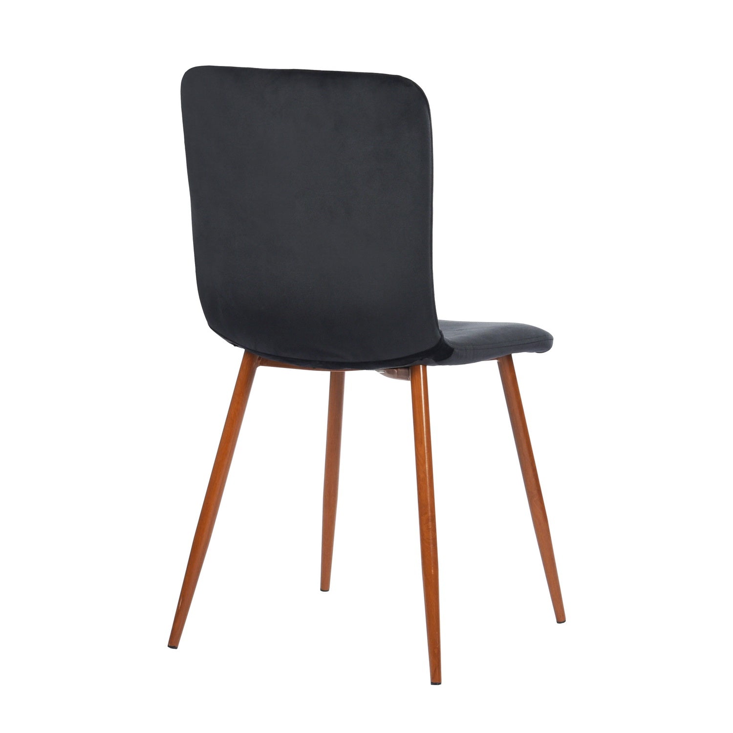 Homy Casa SCRAGILL 4PC Velvet Black Industrial Dining Chair with Fabric Seat and Walnut Wood Accents