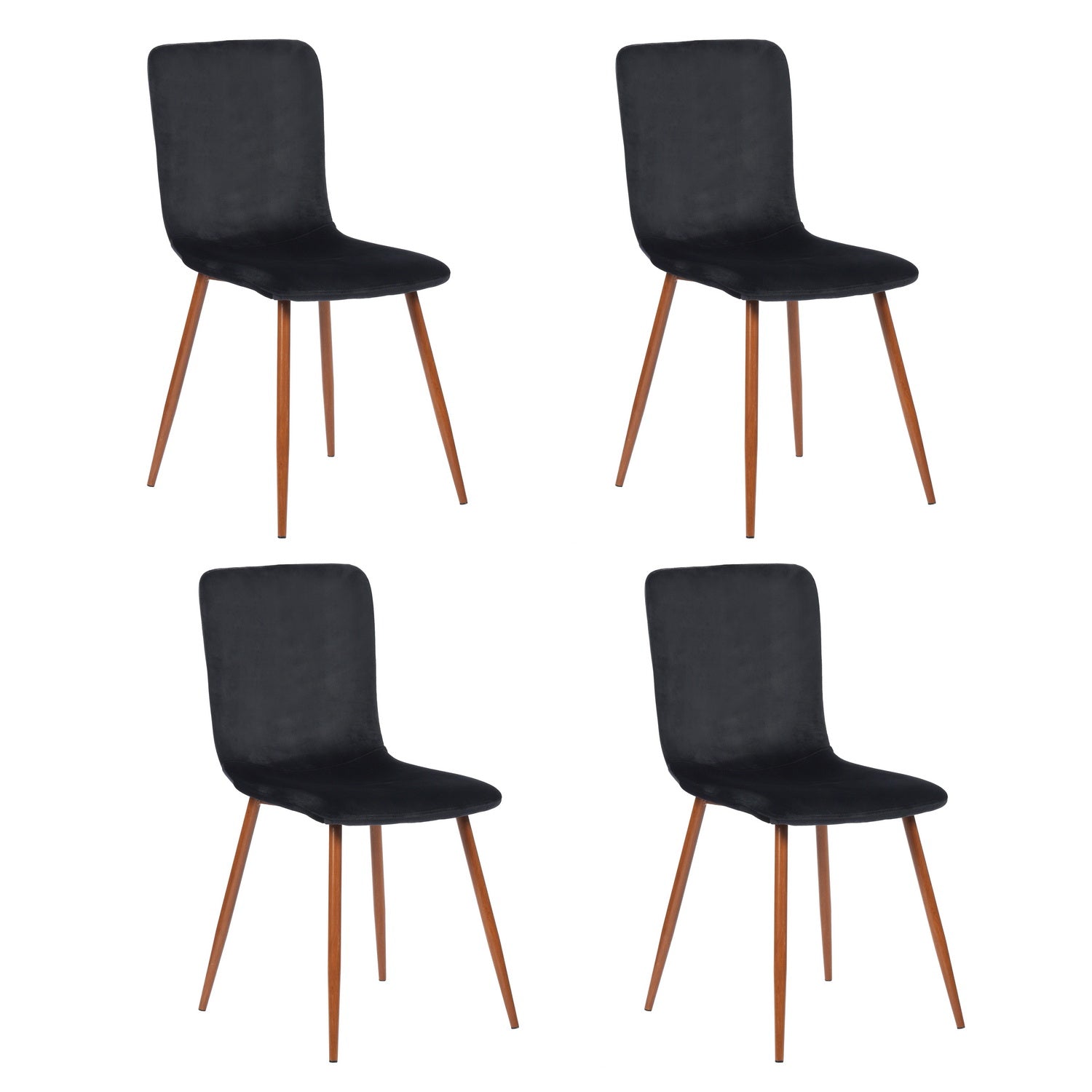 Homy Casa SCRAGILL Velvet Black Dining Chairs with Fabric Seat and Walnut Wood Accents Open Box