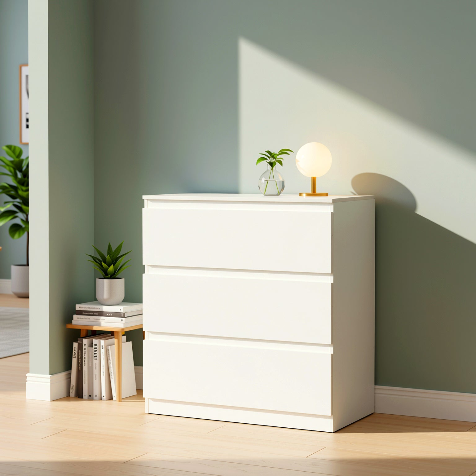 Homy Casa Senna 27” Chest of Drawers with Storage - Large Nightstand, 3 Drawers