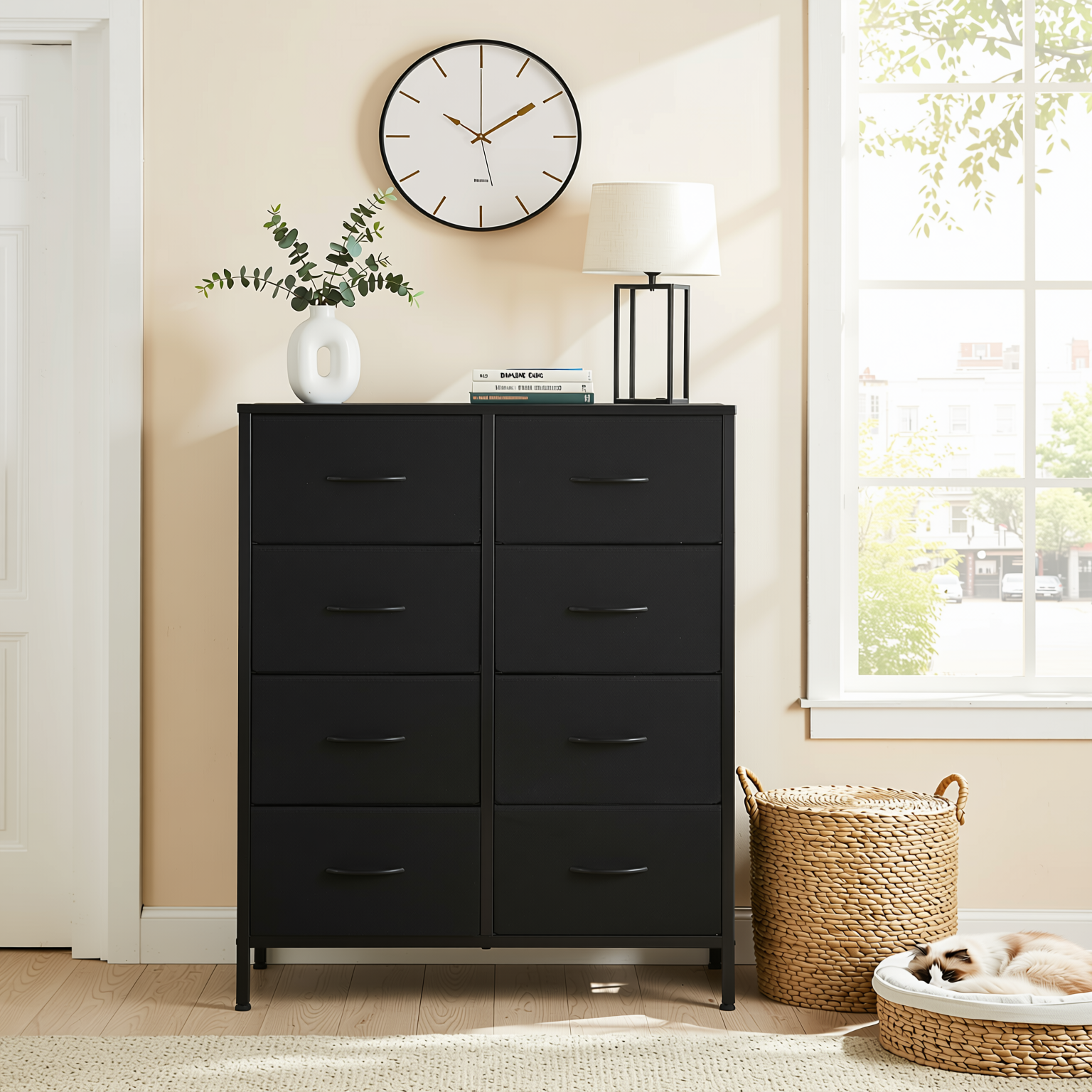 Homy Casa SHANKS VIII Industrial Storage Cabinet 8 Drawers Dark Grey