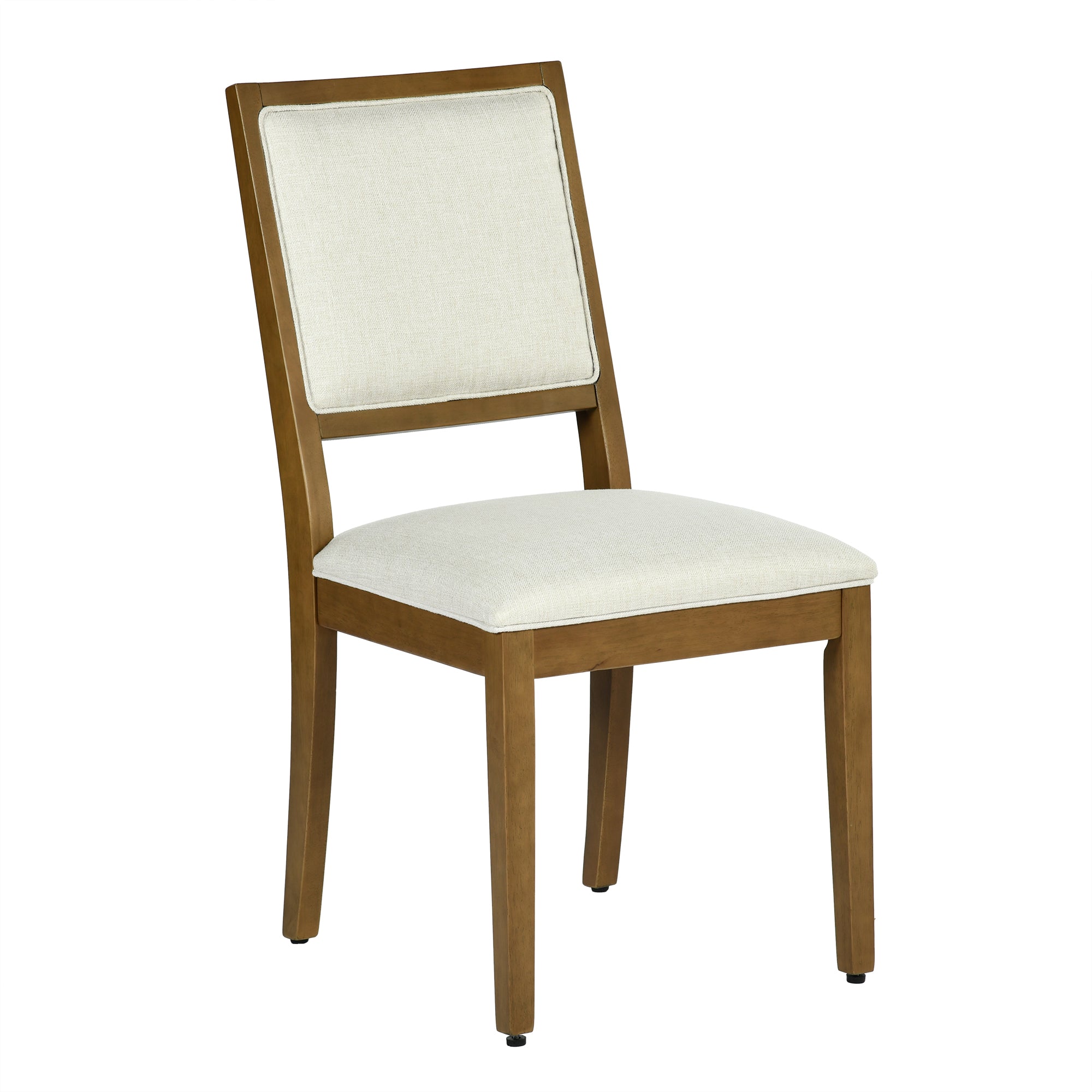 Homy Casa Lancelot 5PC Dining Set 63" Rectangular Table with 4 Siget Biscuit Upholstered Chairs in Beige and Haze Wood Finish