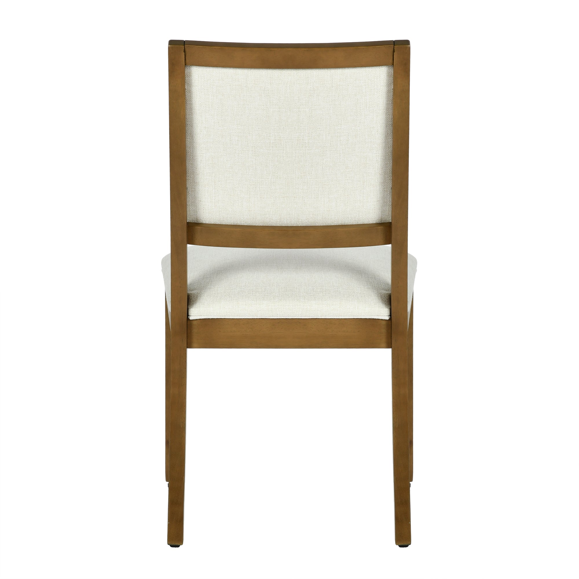 Homy Casa Lancelot 5PC Dining Set 63" Rectangular Table with 4 Siget Biscuit Upholstered Chairs in Beige and Haze Wood Finish