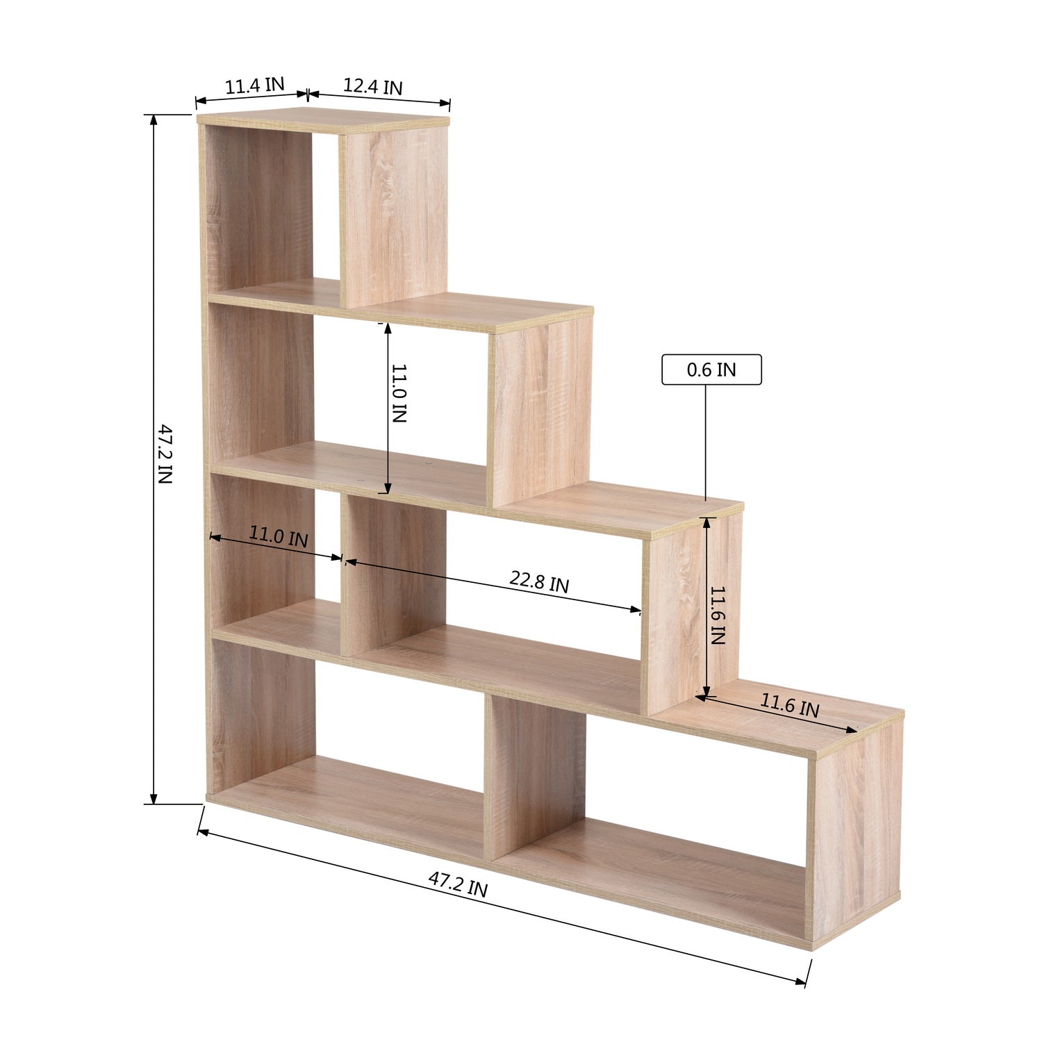 Homy Casa SIMMS SMALL Modern Wood Bookcase, 120x29x120cm, E1 Standard Particle Board, Home & Office Storage Shelf