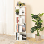 Singed 5-Tier Rotating Bookshelf, 50" Swivel Tower Bookcase, Space-Saving Vertical Storage Organizer for Small Spaces, White