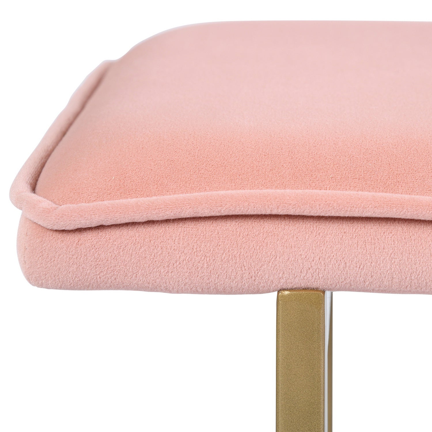 Homy Casa SLIP BENCH FROST BLUSH GOLD LEGS 44.5" x 15" x 18.5" Upholstered Bench for Living Room or Bedroom Open Box