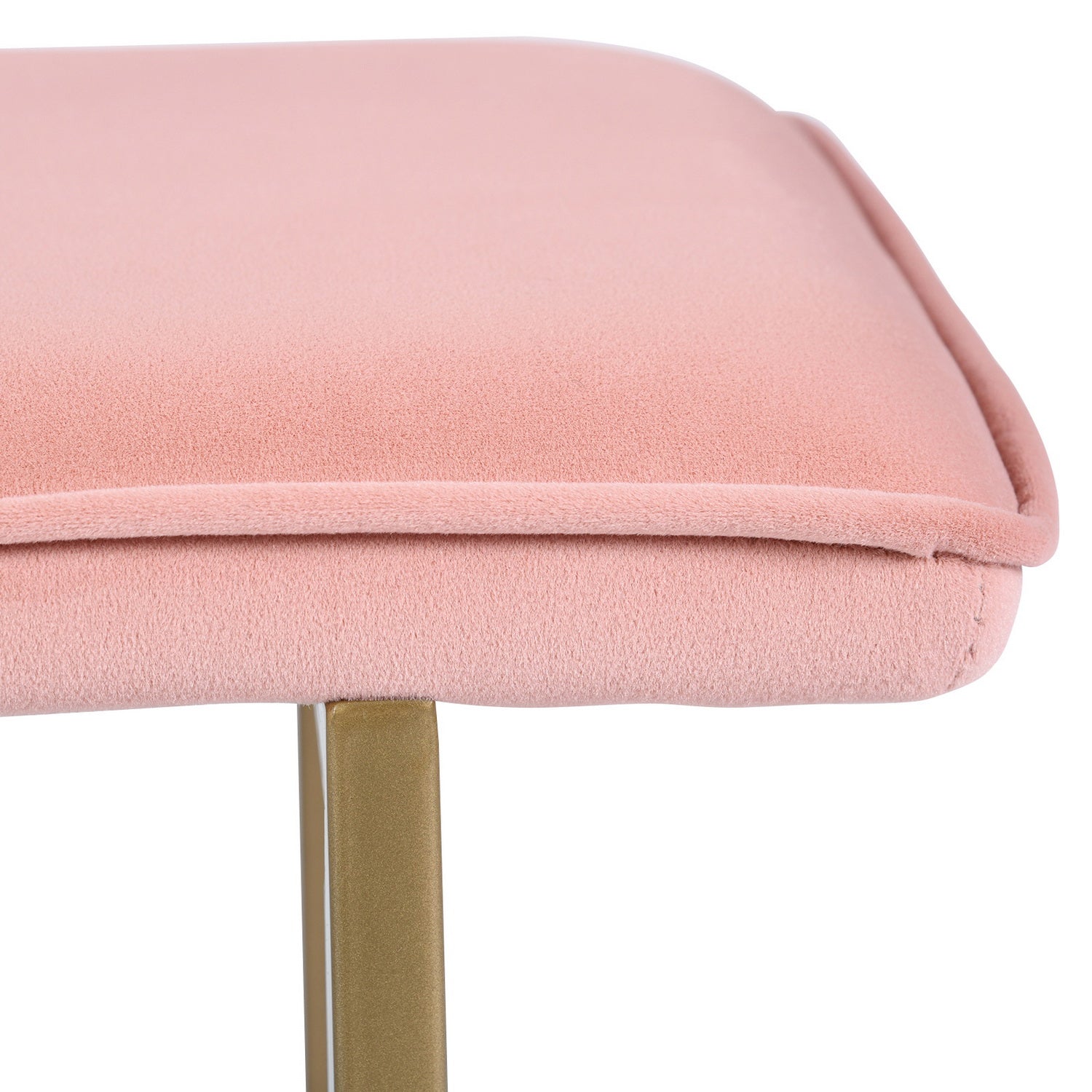 Homy Casa SLIP BENCH FROST BLUSH GOLD LEGS 44.5" x 15" x 18.5" Upholstered Bench for Living Room or Bedroom Open Box