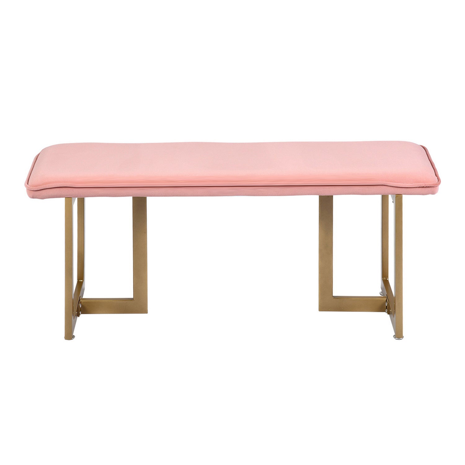Homy Casa SLIP BENCH FROST BLUSH GOLD LEGS 44.5" x 15" x 18.5" Upholstered Bench for Living Room or Bedroom Open Box
