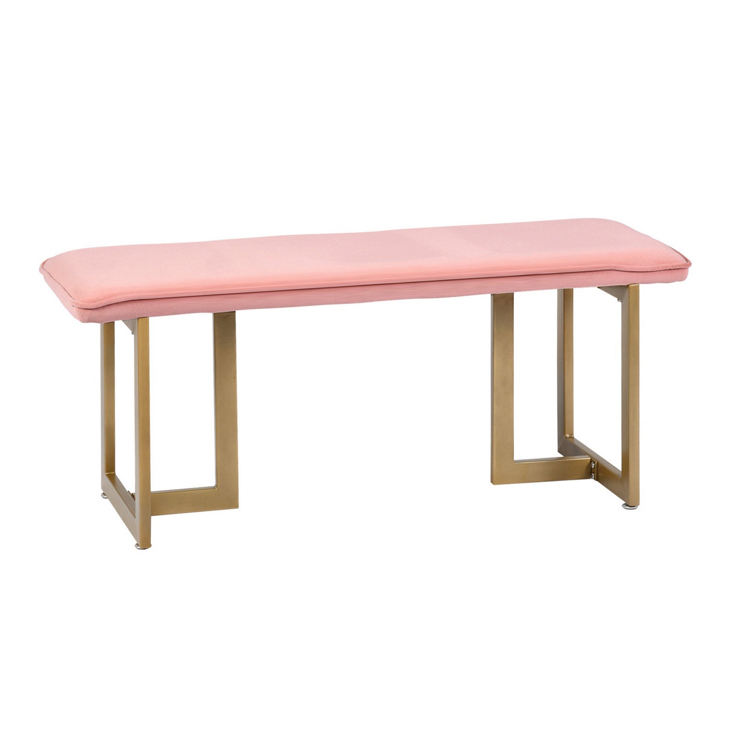 Homy Casa SLIP BENCH FROST BLUSH GOLD LEGS 44.5" x 15" x 18.5" Upholstered Bench for Living Room or Bedroom Open Box