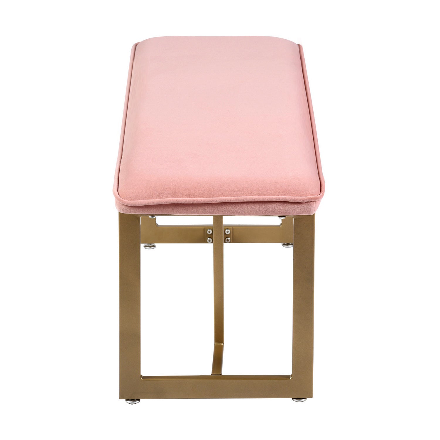 Homy Casa SLIP BENCH FROST BLUSH GOLD LEGS 44.5" x 15" x 18.5" Upholstered Bench for Living Room or Bedroom Open Box
