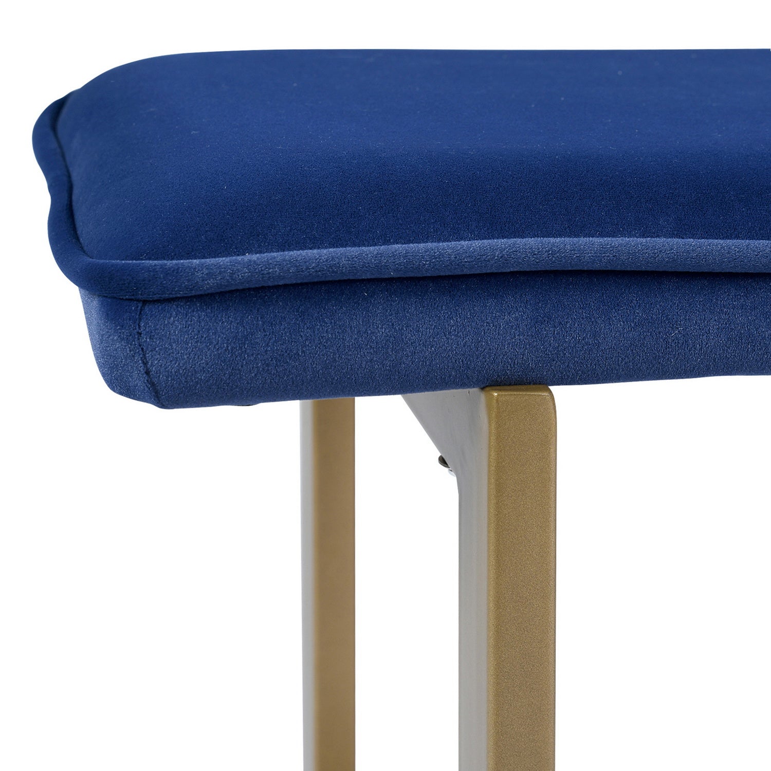 Homy Casa SLIP BENCH FROST ROYAL BLUE GOLD LEGS "44.5 x 15 x 18.5 in" Upholstered Bench for Living Room or Bedroom Open Box