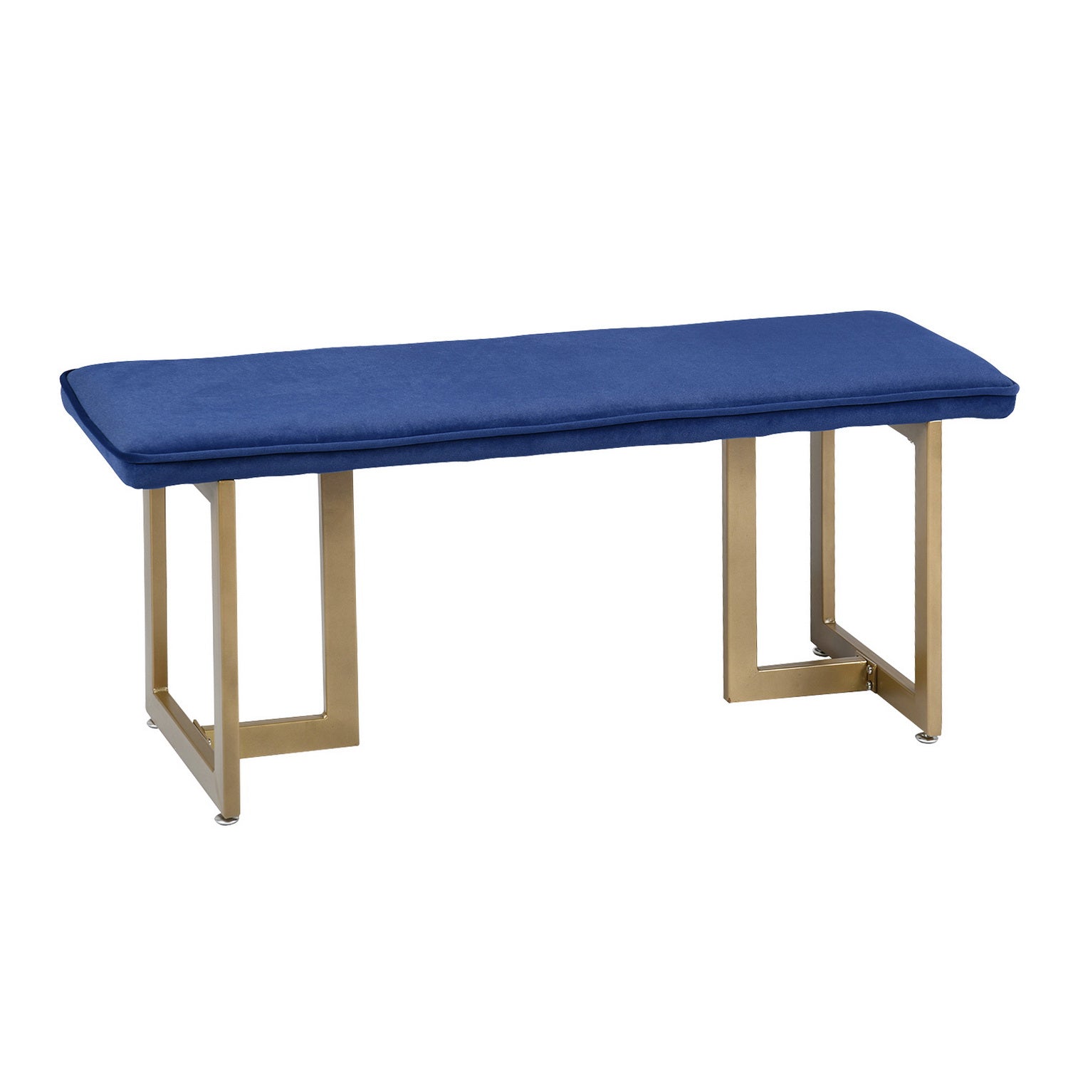 Homy Casa SLIP BENCH FROST ROYAL BLUE GOLD LEGS "44.5 x 15 x 18.5 in" Upholstered Bench for Living Room or Bedroom Open Box