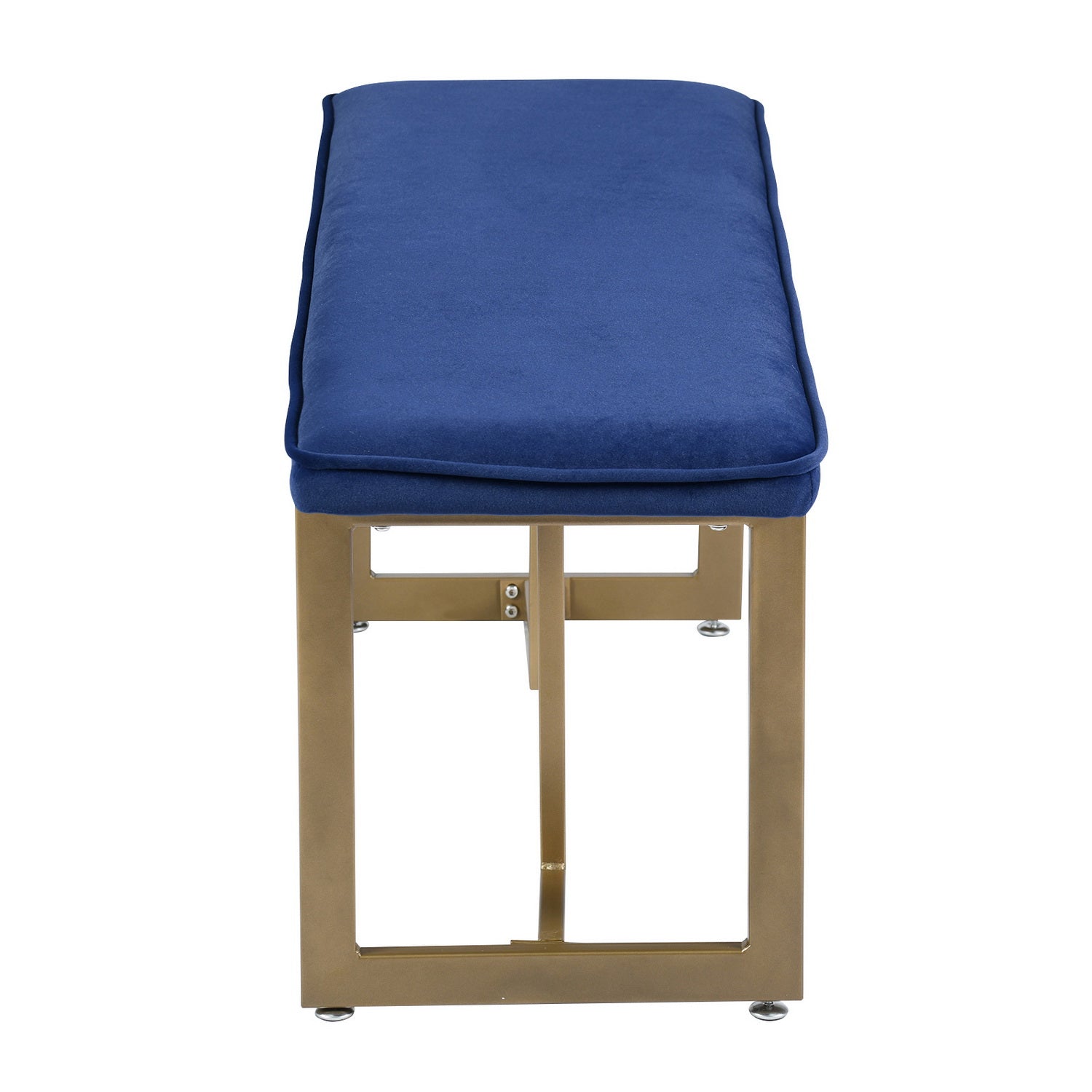 Homy Casa SLIP BENCH FROST ROYAL BLUE GOLD LEGS "44.5 x 15 x 18.5 in" Upholstered Bench for Living Room or Bedroom Open Box