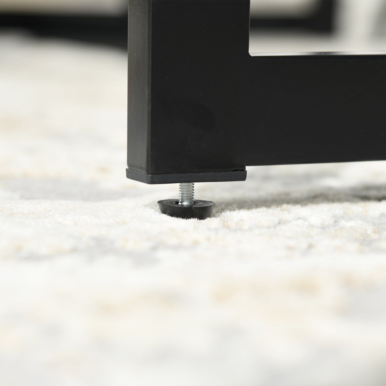 SLIP 55" Glass Dining Table, Clear Tempered Top, Black Metal Base, Modern Rectangular Table for Kitchen Dining Room Home Office