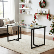Slip Rectangular Tempered Glass Dining Table