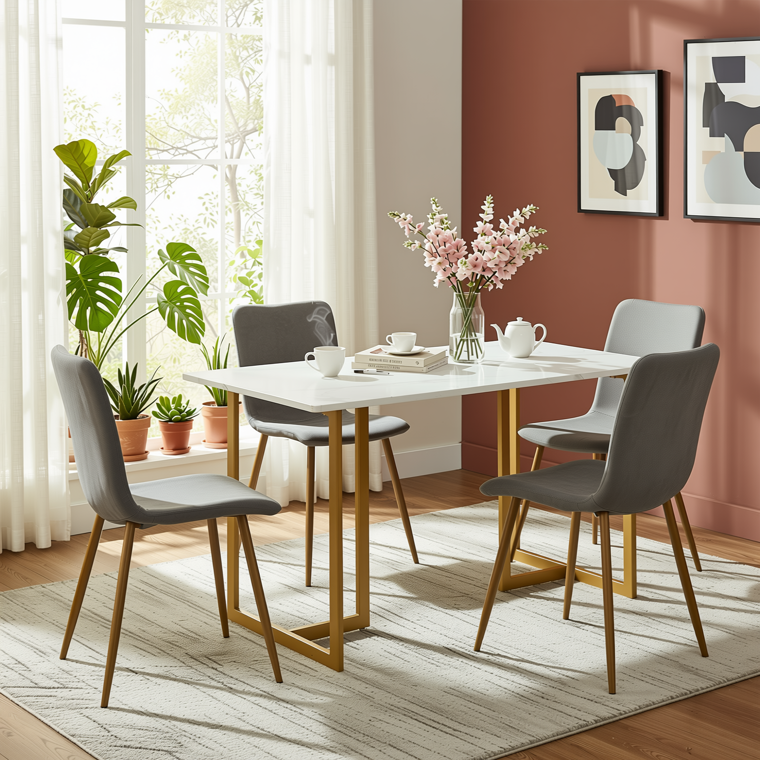 Homy Casa Scargill Modern Upholstered Dining Chair, Dark Grey,Open Box