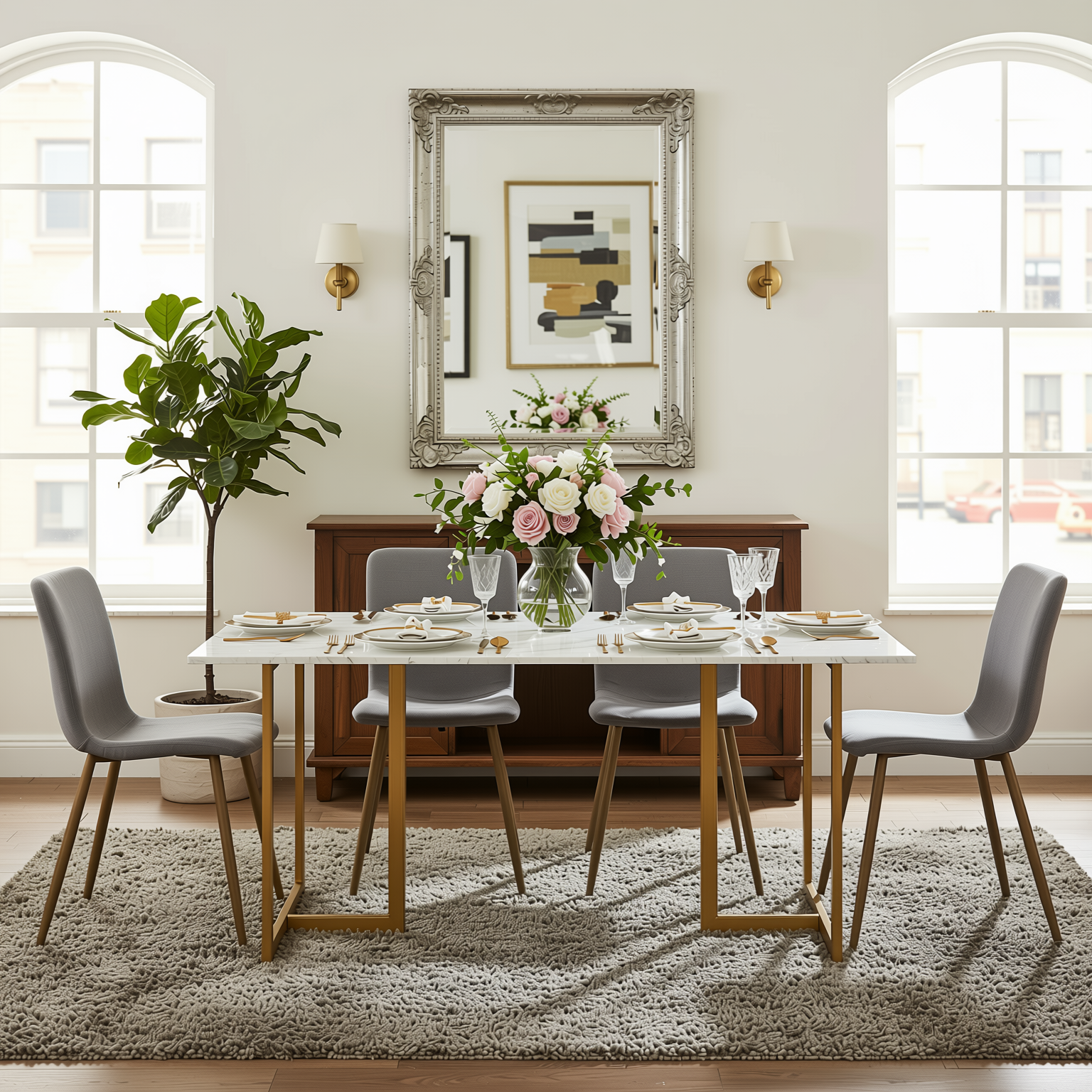Homy Casa Scargill Modern Upholstered Dining Chair, Dark Grey,Open Box