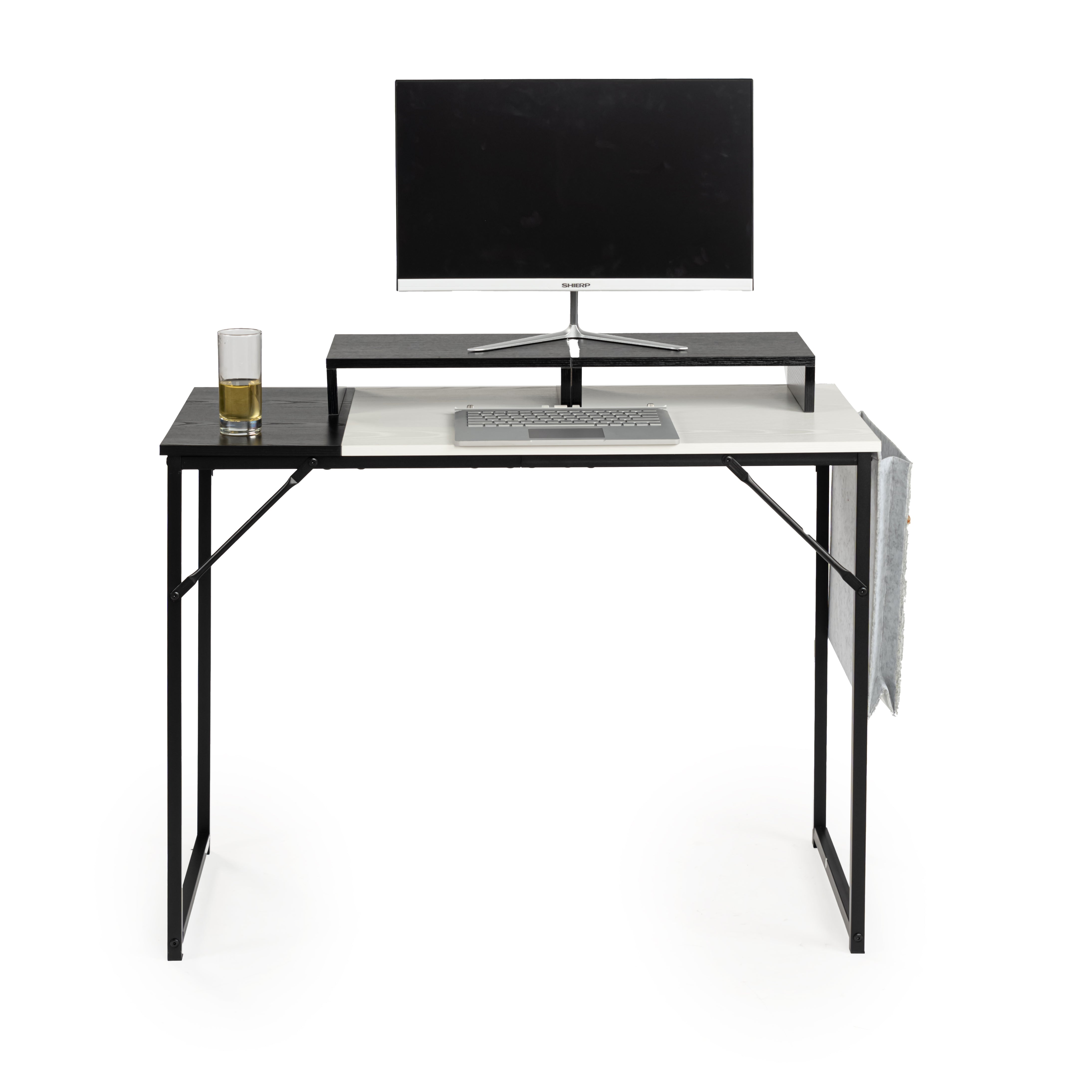 Sman 2-Pack Stackable Desk Organizer Shelf, Space Saving Monitor Riser for Laptop Printer Coffee Station Storage, Black