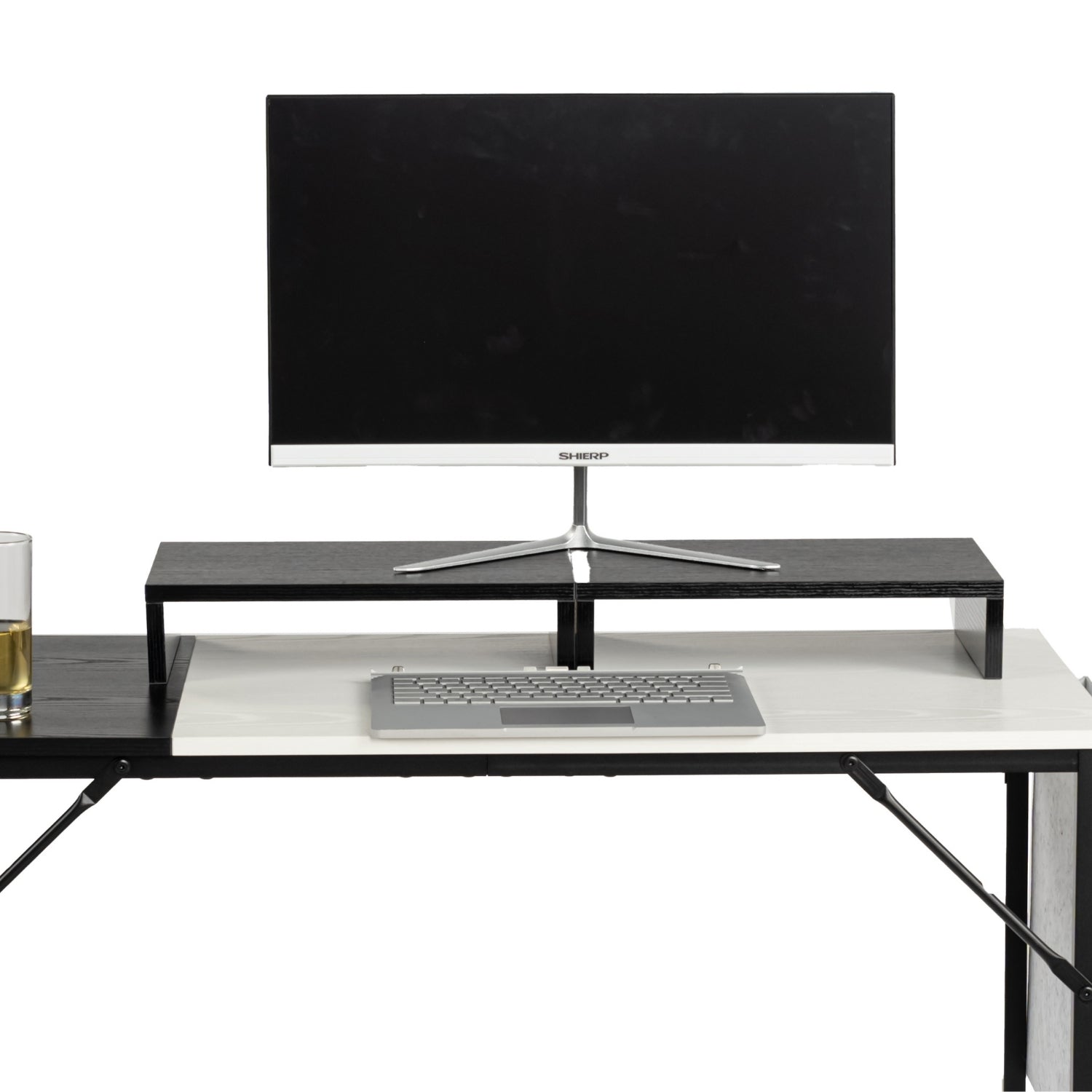 Homy Casa Sman 2-Pack Stackable Desk Organizer Shelf, Space Saving Monitor Riser for Laptop Printer Coffee Station Storage, Black