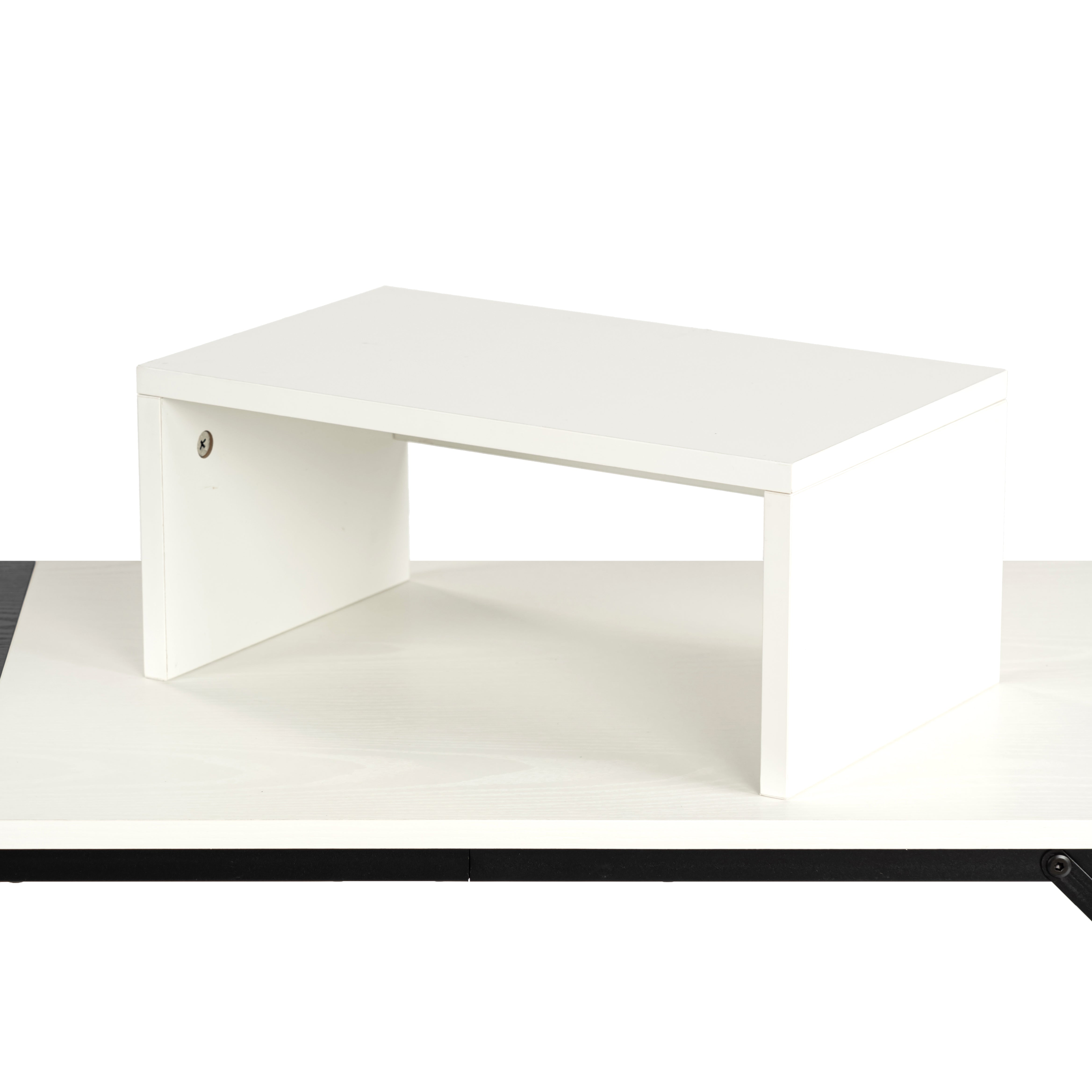 Sman Nesting Monitor Stand Set of 2, Space-Saving Desk Organizer with Stackable Dual Shelf Design, White