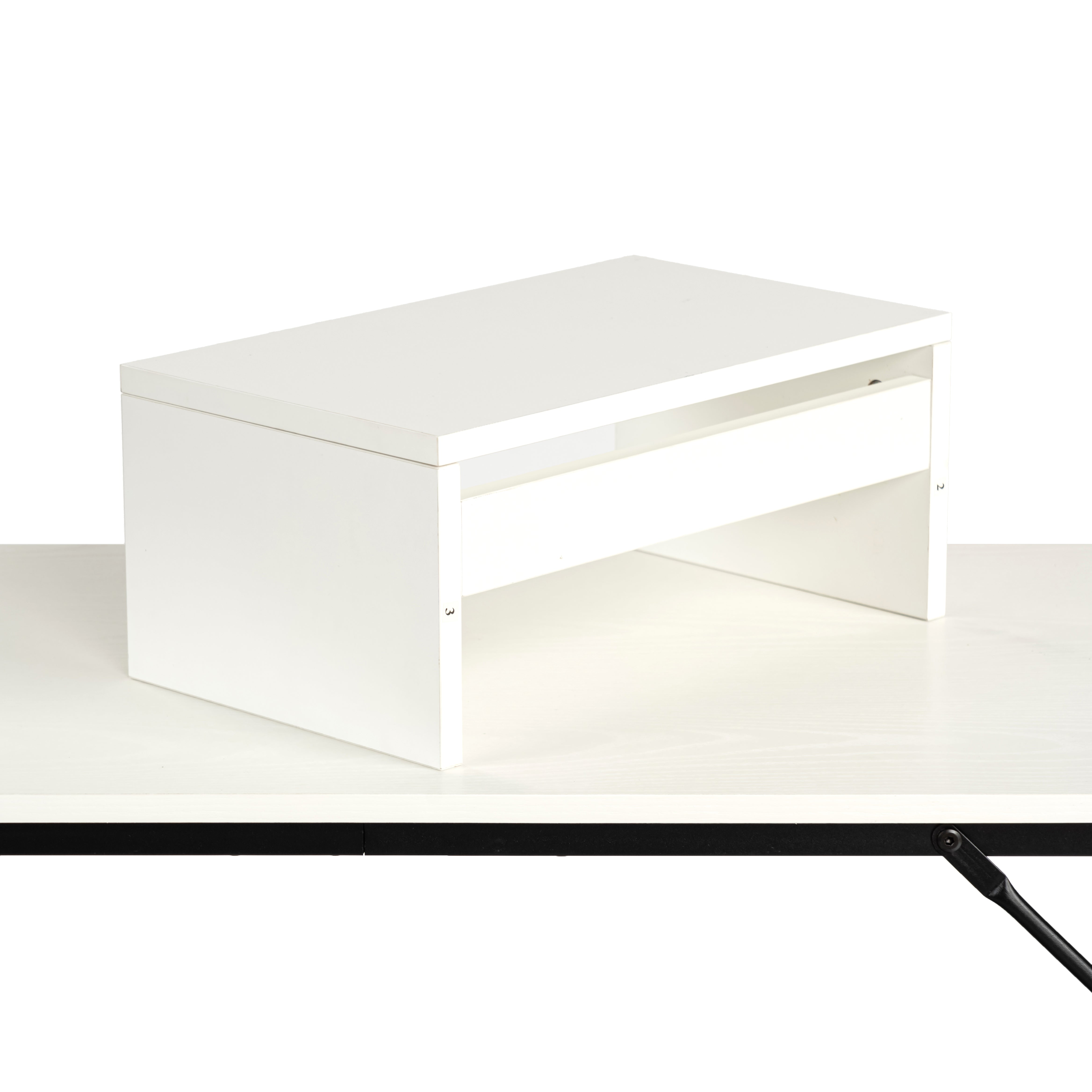 Homy Casa Sman Nesting Monitor Stand Set of 2, Space-Saving Desk Organizer with Stackable Dual Shelf Design, White