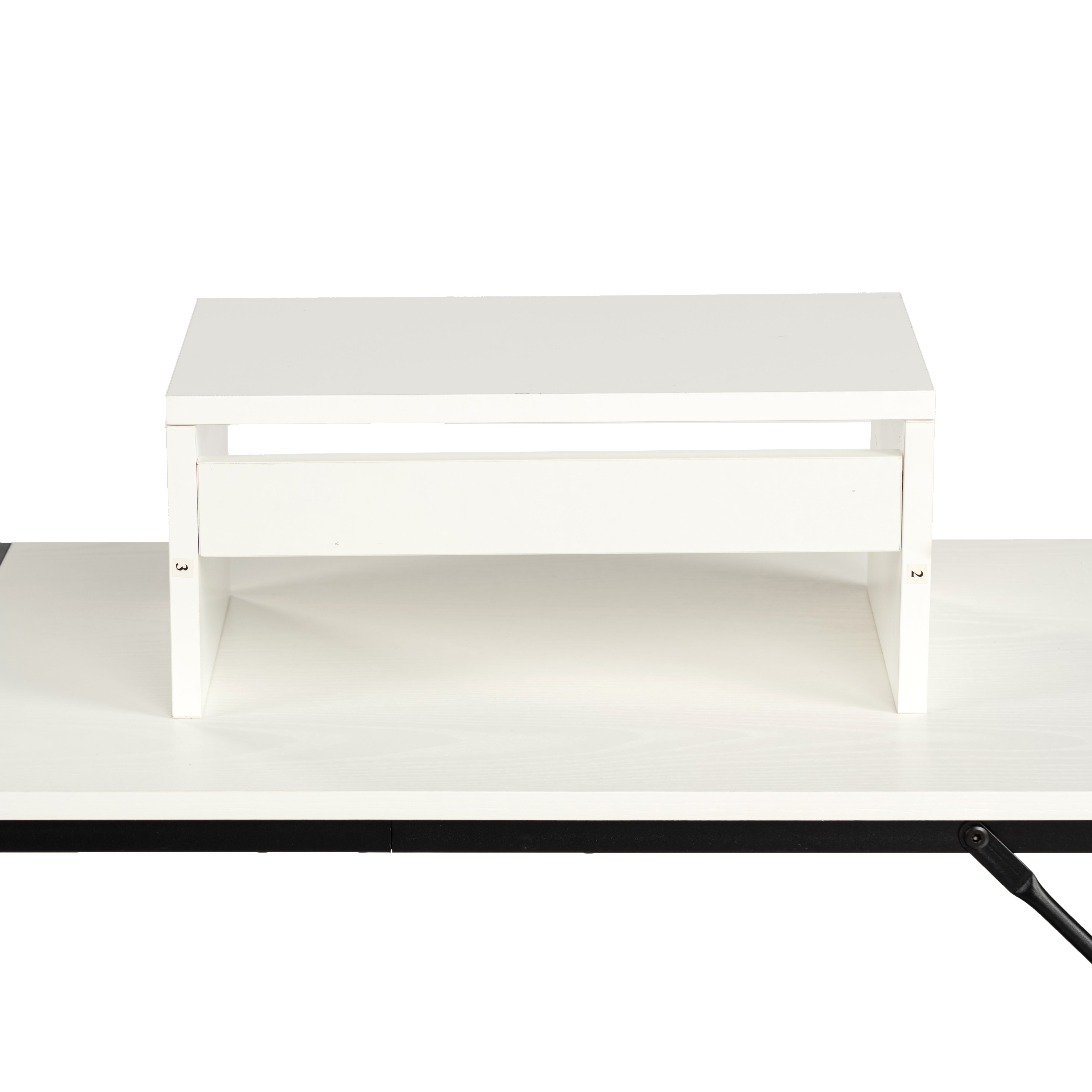 Homy Casa Sman Nesting Monitor Stand Set of 2, Space-Saving Desk Organizer with Stackable Dual Shelf Design, White
