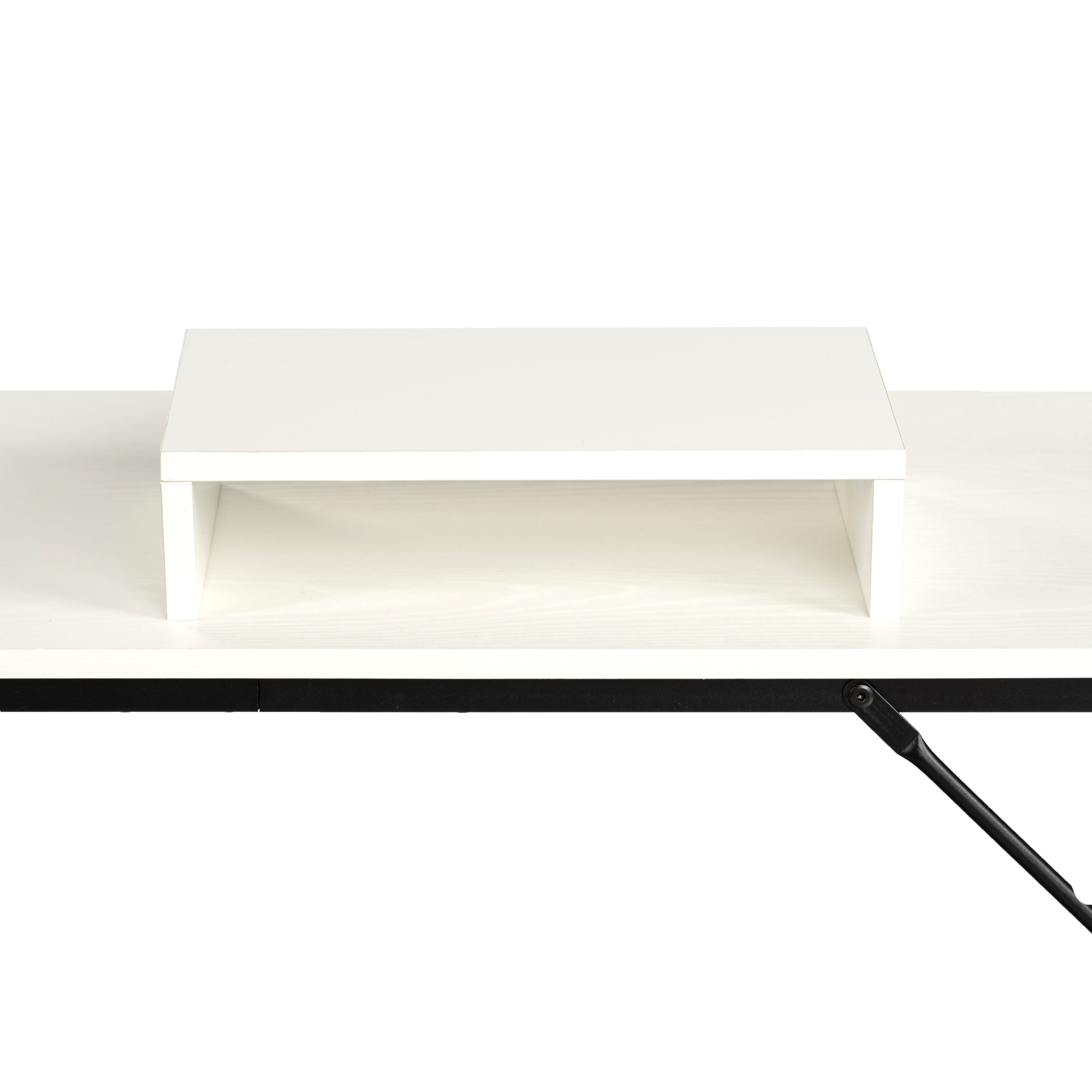 Sman Nesting Monitor Stand Set of 2, Space-Saving Desk Organizer with Stackable Dual Shelf Design, White