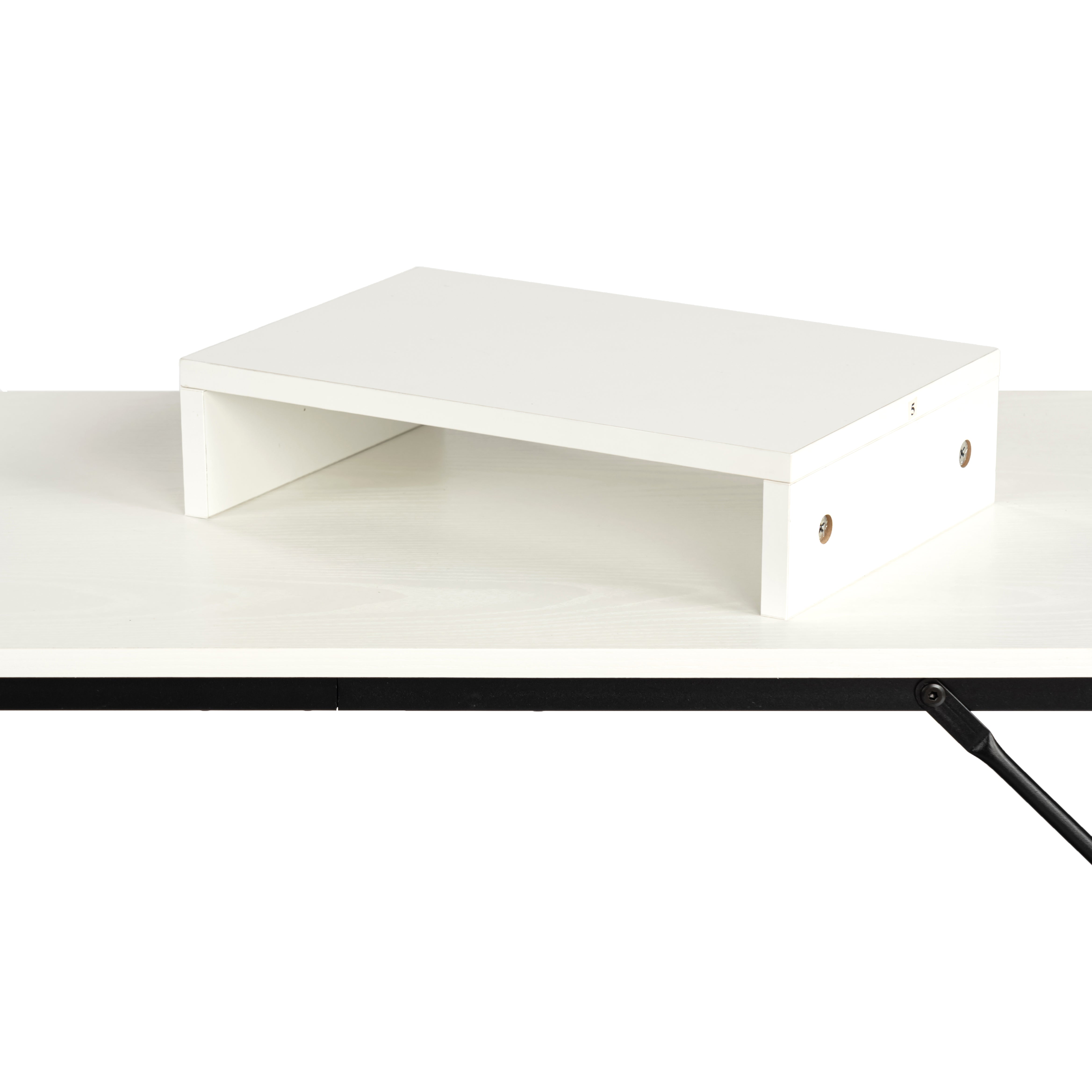 Homy Casa Sman Nesting Monitor Stand Set of 2, Space-Saving Desk Organizer with Stackable Dual Shelf Design, White