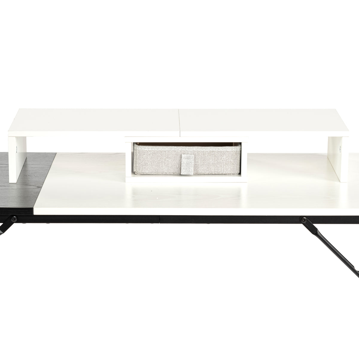 Homy Casa Sman 3PC Modular Monitor Stand Set, Expandable Desk Organizer with Storage Shelf, Adjustable Length Space-Saving Design, White