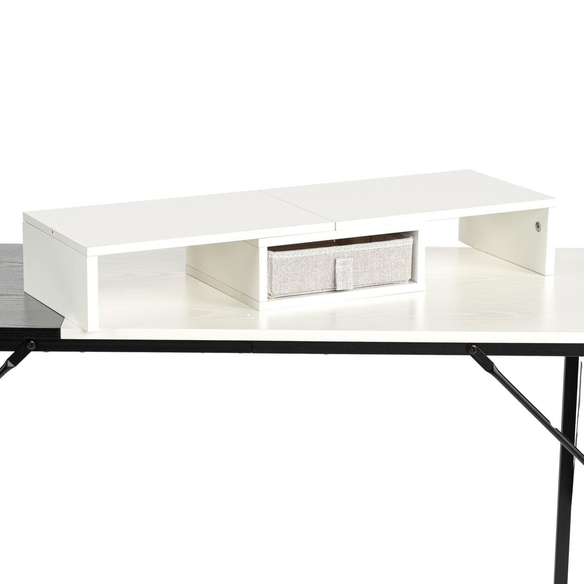 Homy Casa Sman 3PC Modular Monitor Stand Set, Expandable Desk Organizer with Storage Shelf, Adjustable Length Space-Saving Design, White