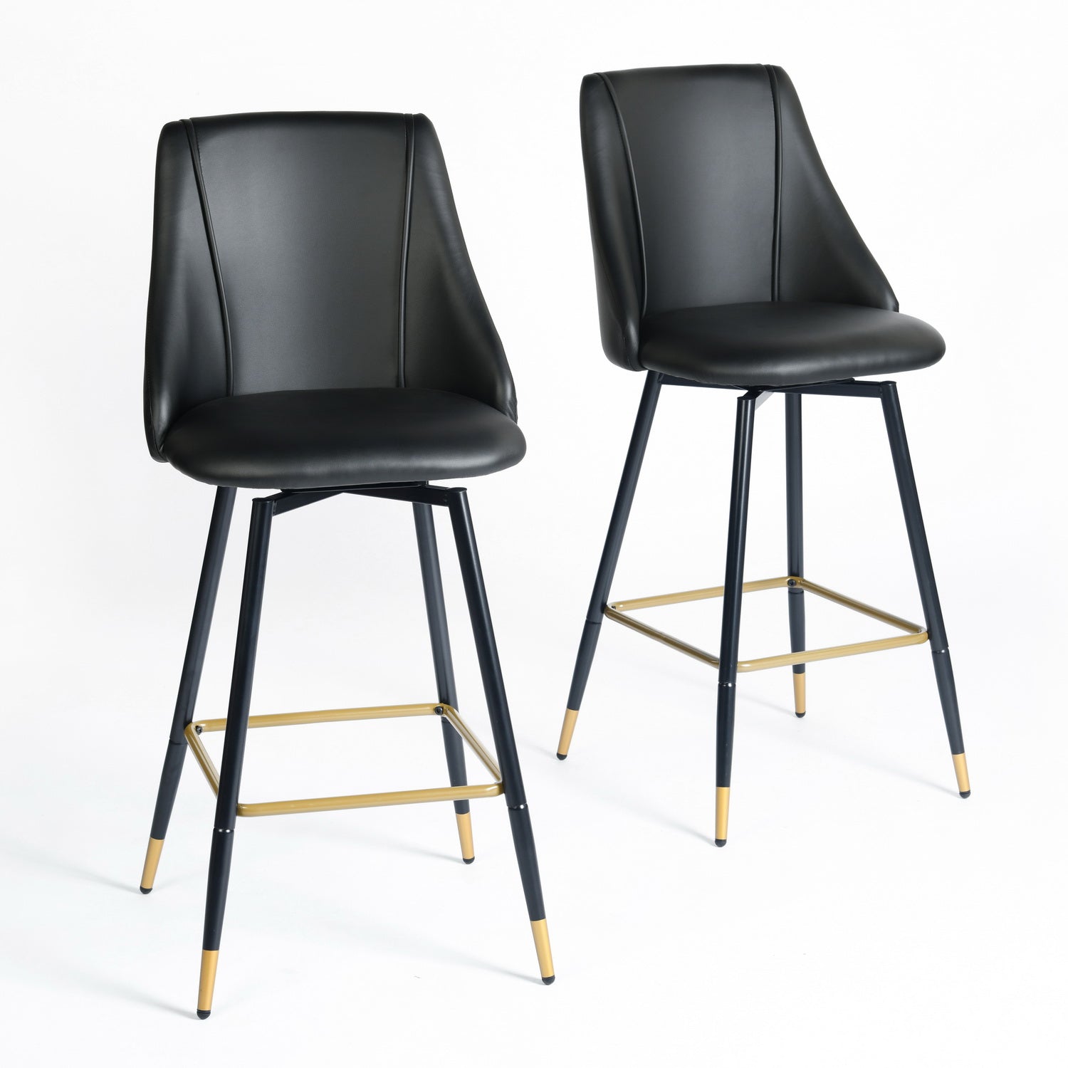 Smeg 26" Swivel PU Counter Height Bar Stools Set of 2