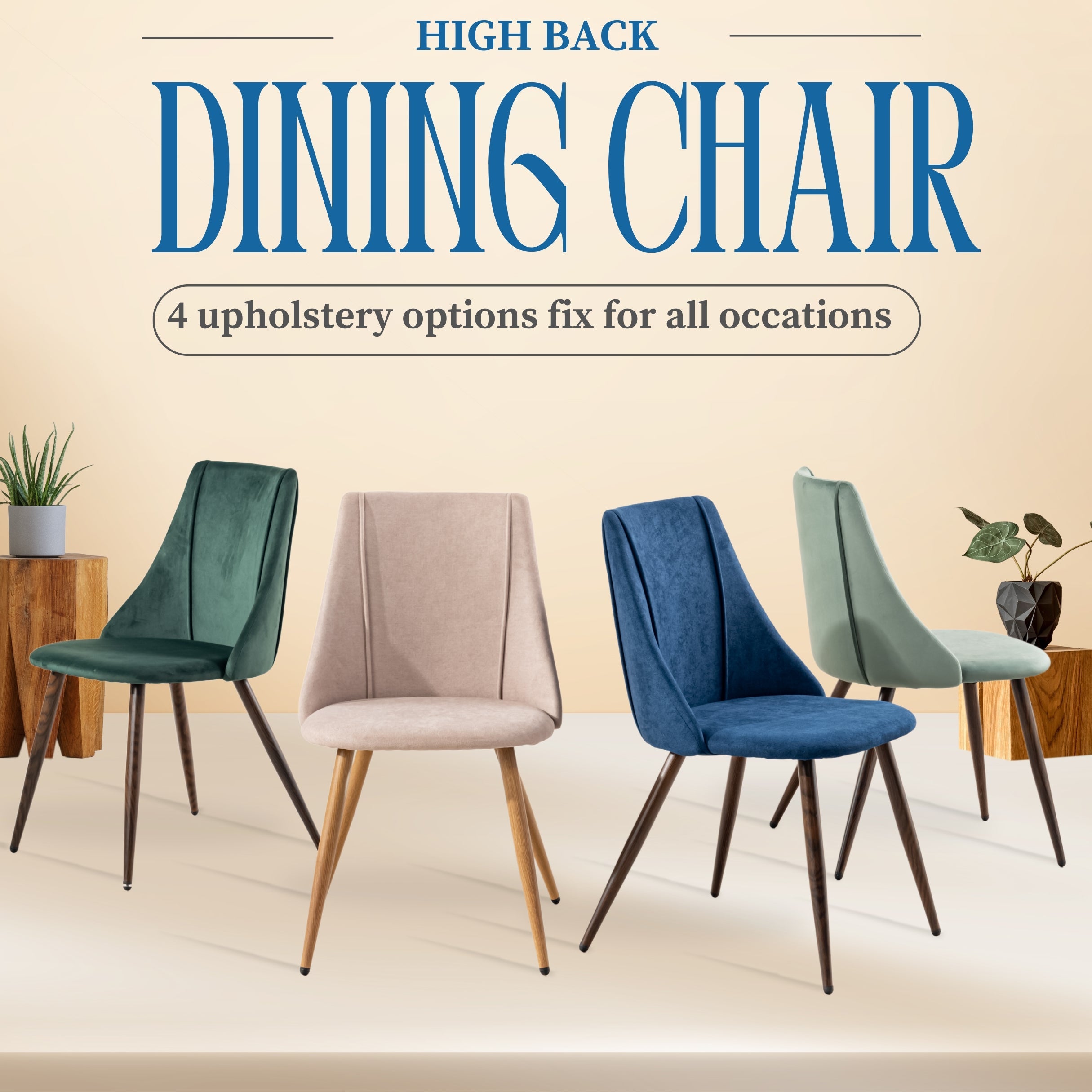 Smeg Soft High Back Upholstered Dining Chairs-HOMY CASA
