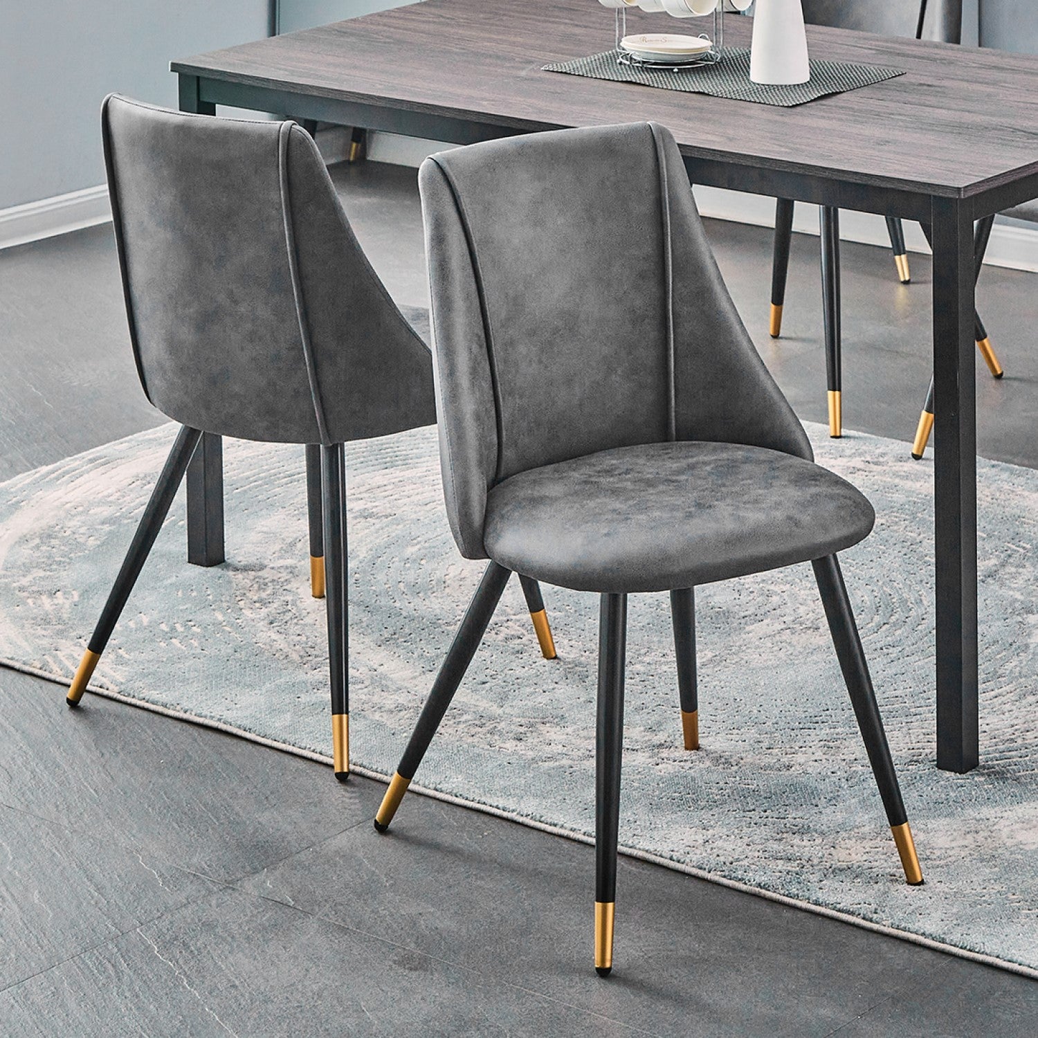 Homy Casa SMEG Dining Charcoal Leathaire Chair "20.67'' x 19.49'' x 32.68''" Modern Dining Seating Open Box