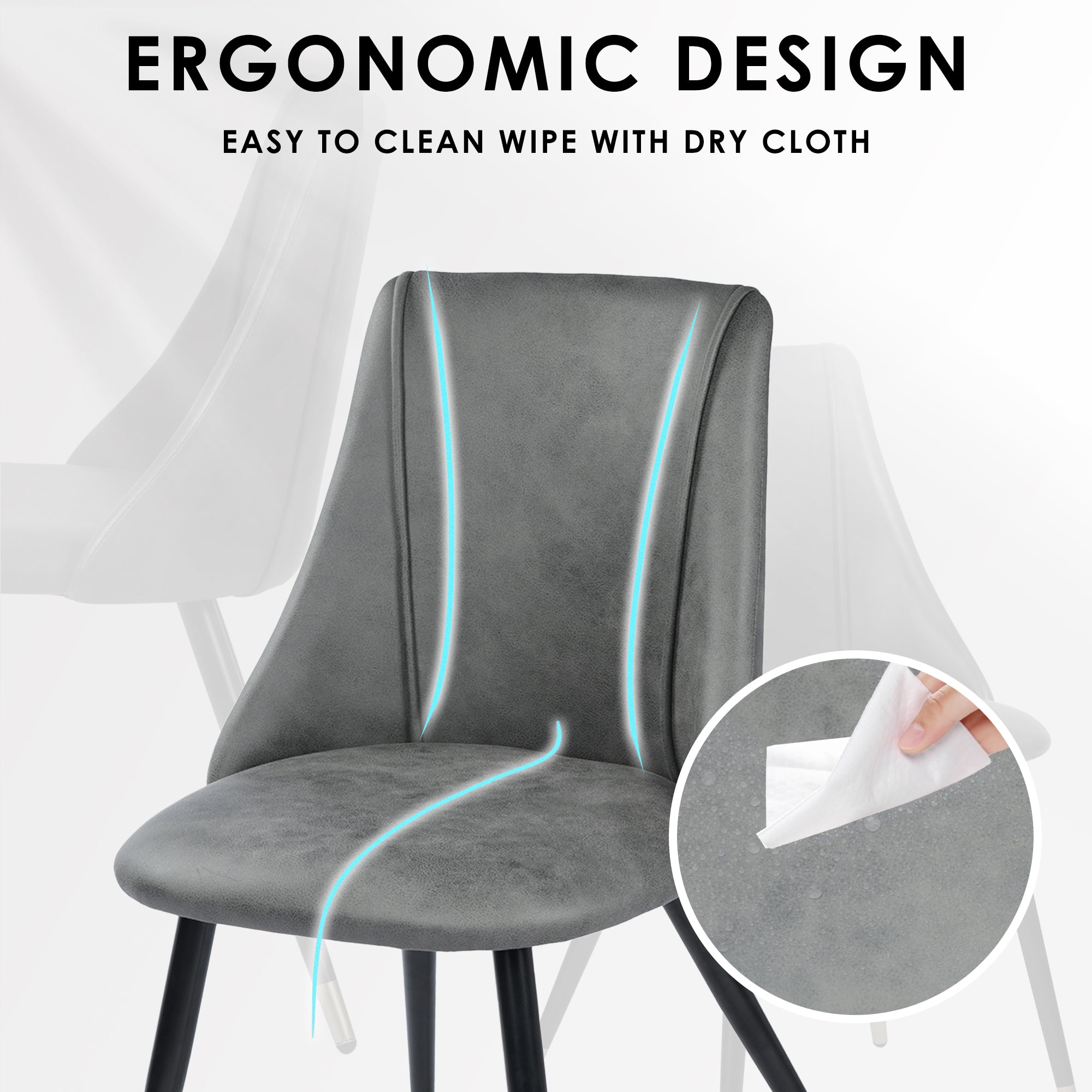 Homy Casa SMEG Dining Charcoal Leathaire Chair "20.67'' x 19.49'' x 32.68''" Modern Dining Seating Open Box