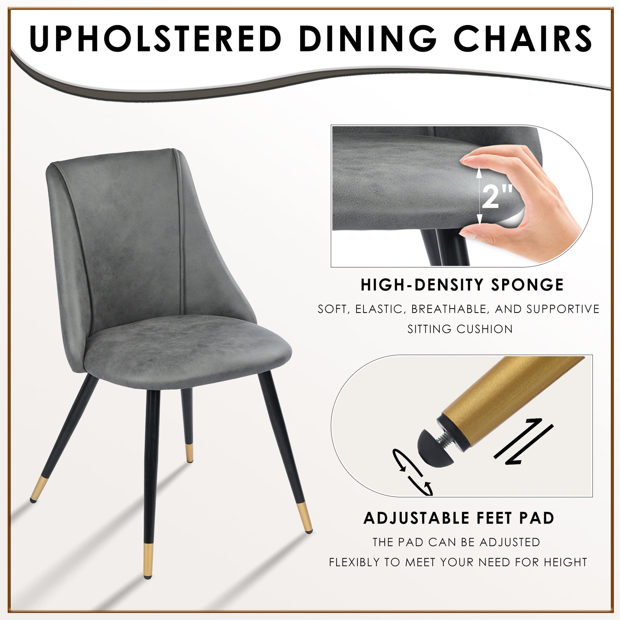 Homy Casa SMEG Dining Charcoal Leathaire Chair "20.67'' x 19.49'' x 32.68''" Modern Dining Seating Open Box