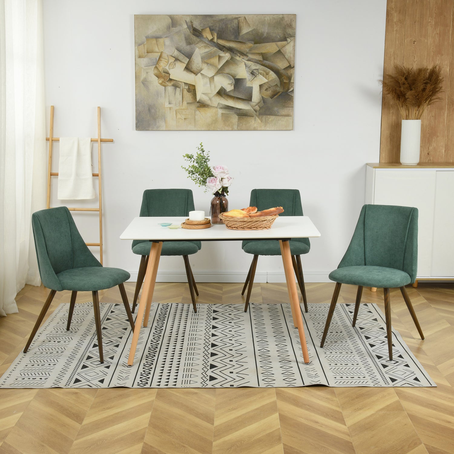 Homy Casa SMEG 2PC Upholsted Dining Chair, Teal