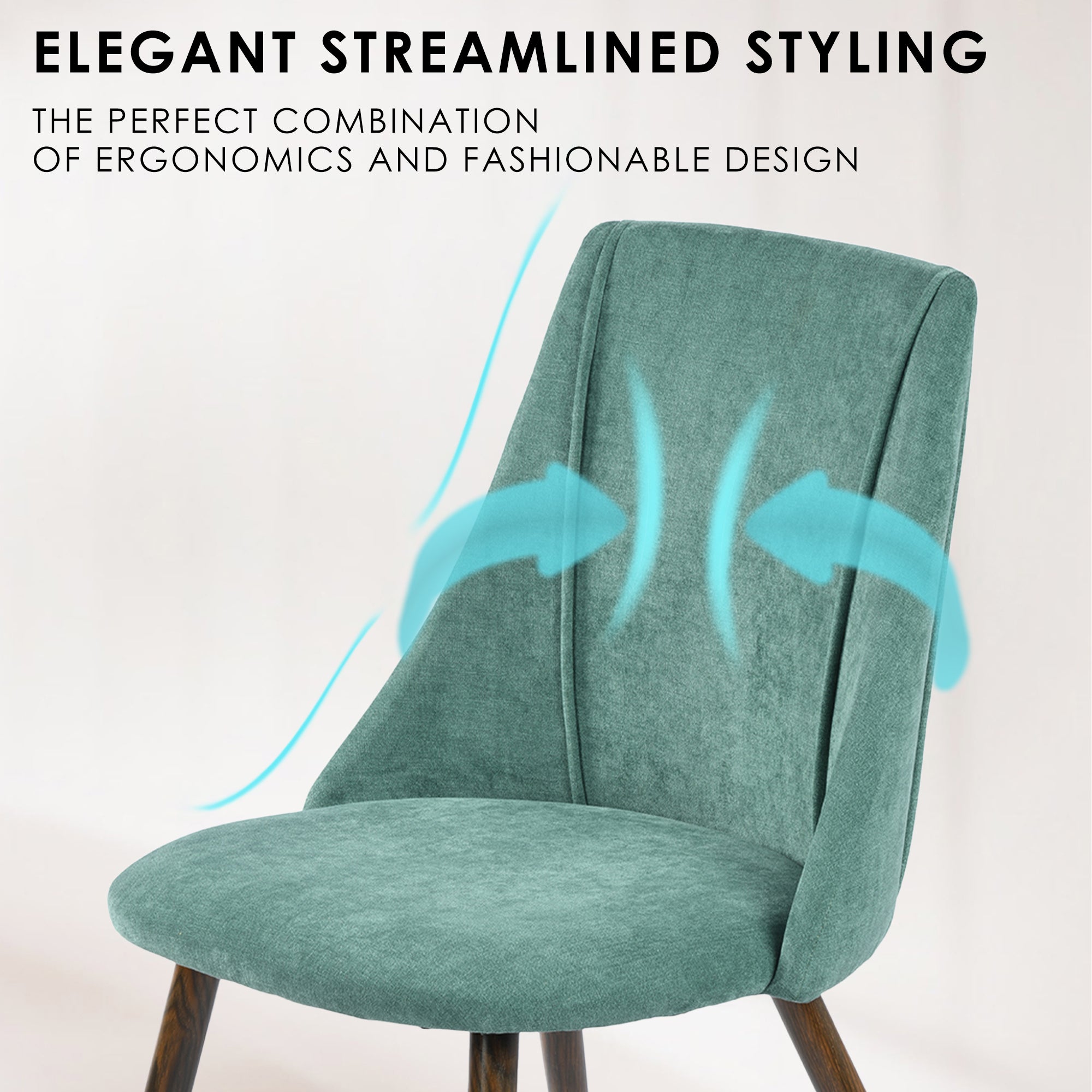 Homy Casa SMEG 2PC Upholsted Dining Chair, Teal