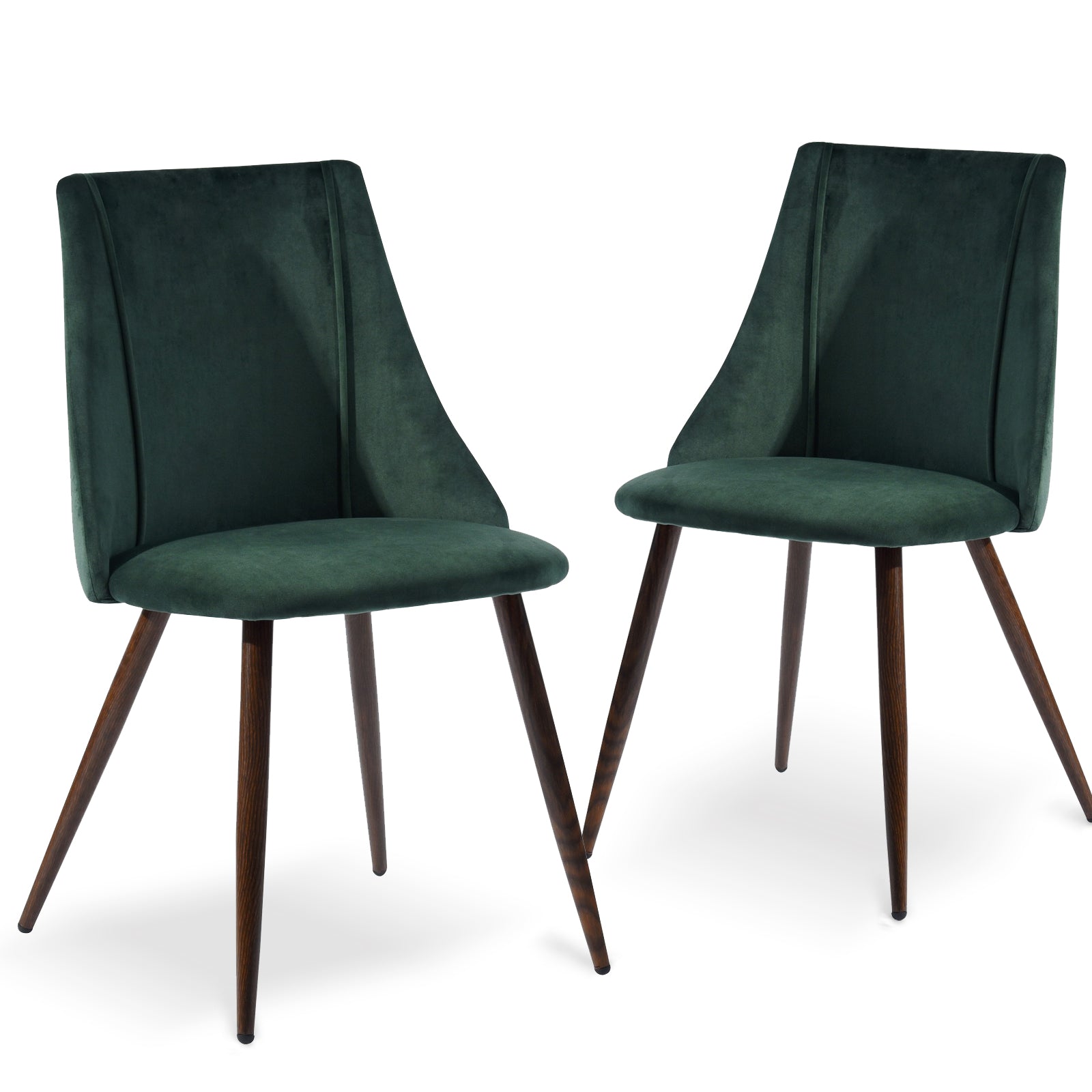Homy Casa MICK 3PC Dining Set 47” Oval White Dining Table with 2 Smeg Dark Green Velvet Dining Chairs