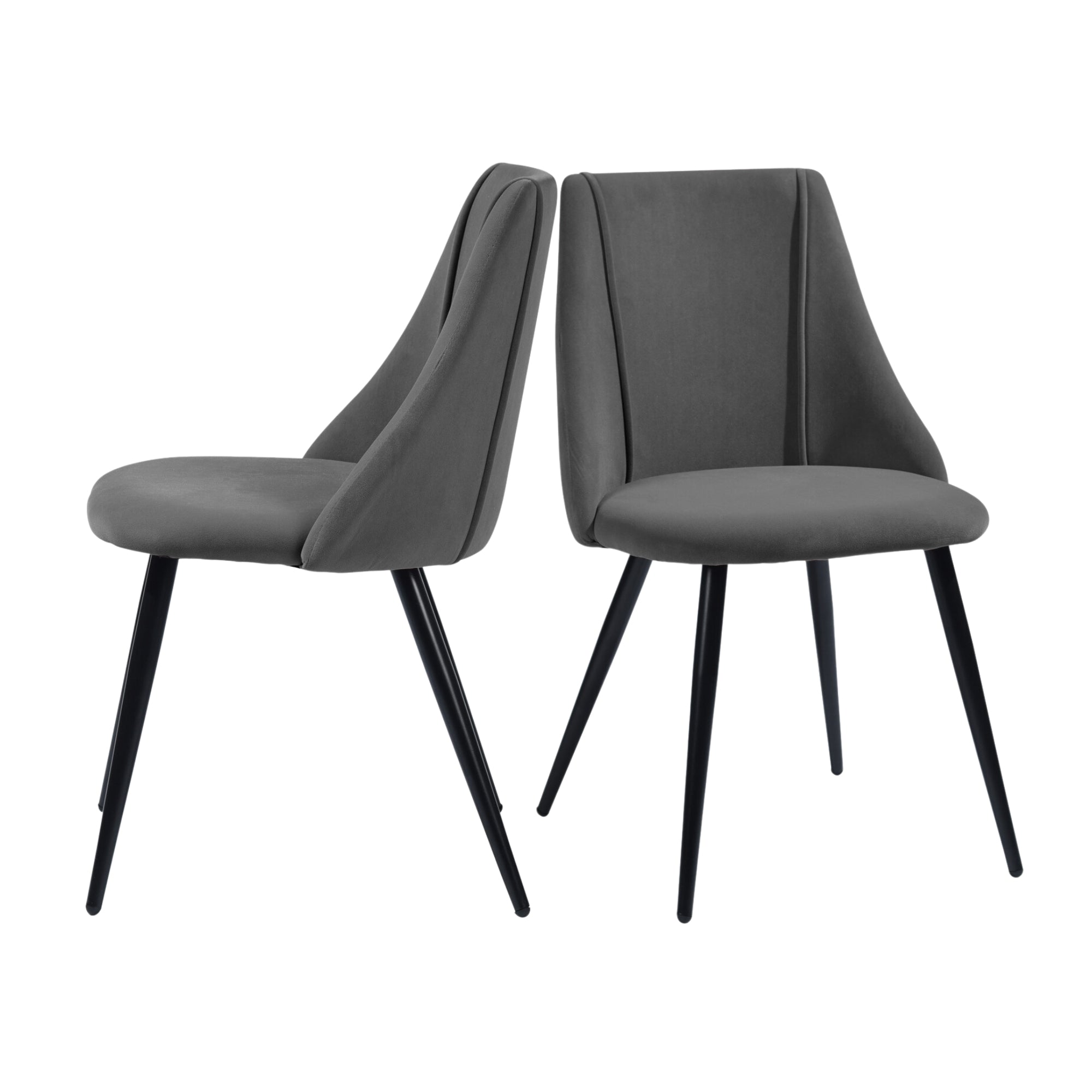 Homy Casa SMEG 2PC High Back Upholstered Chair for Dining Room, Office, or Bedroom, Grey