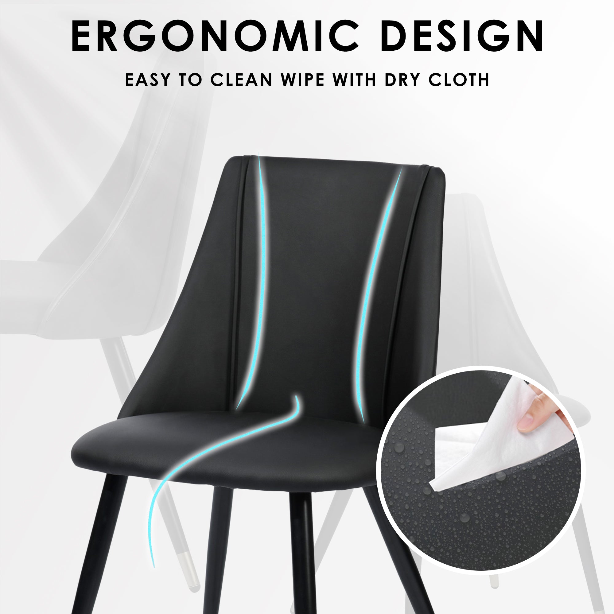 Homy Casa Smeg 33" Modern PU Dining Chair, Black,Open Box