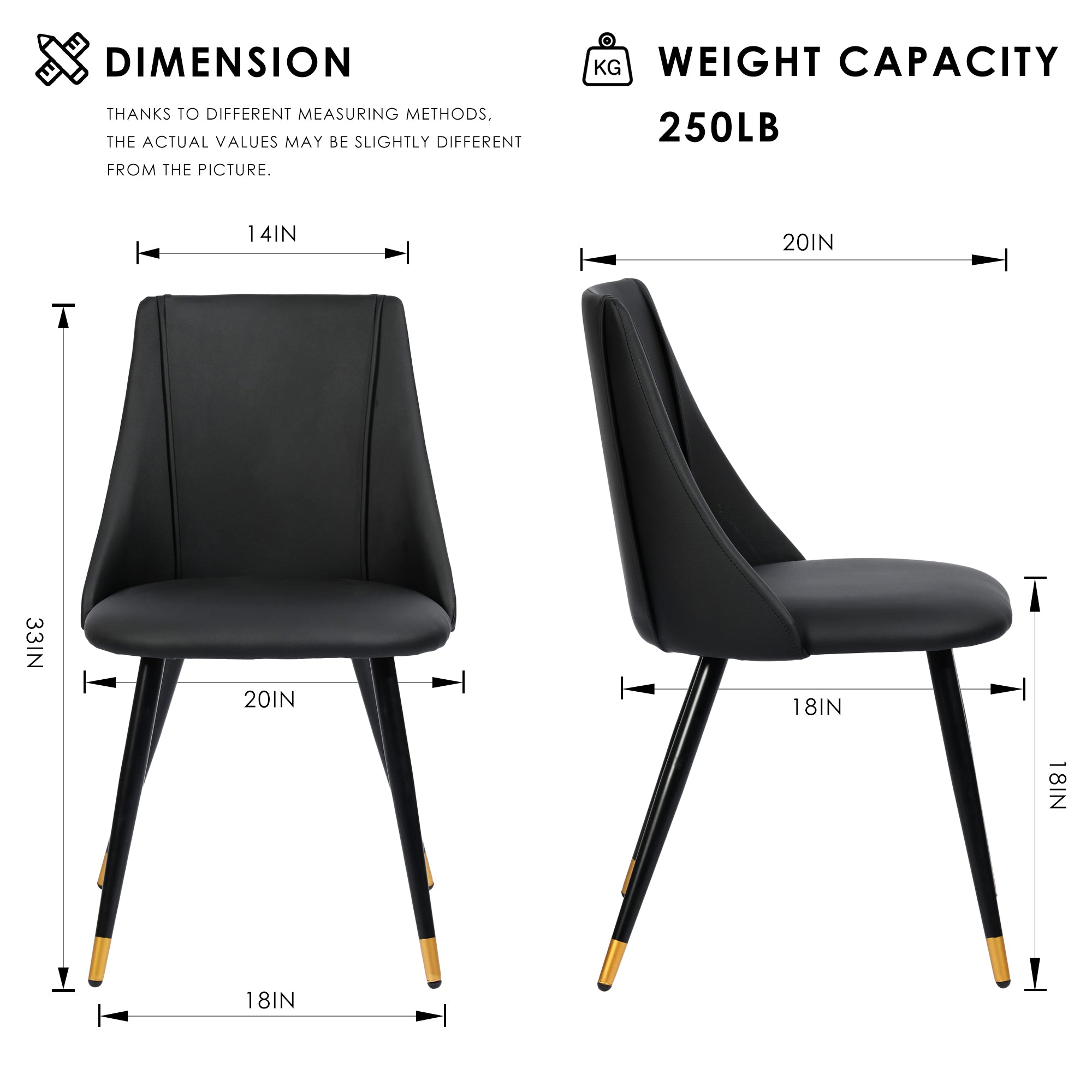 Homy Casa Smeg 33" Modern PU Dining Chair, Black,Open Box