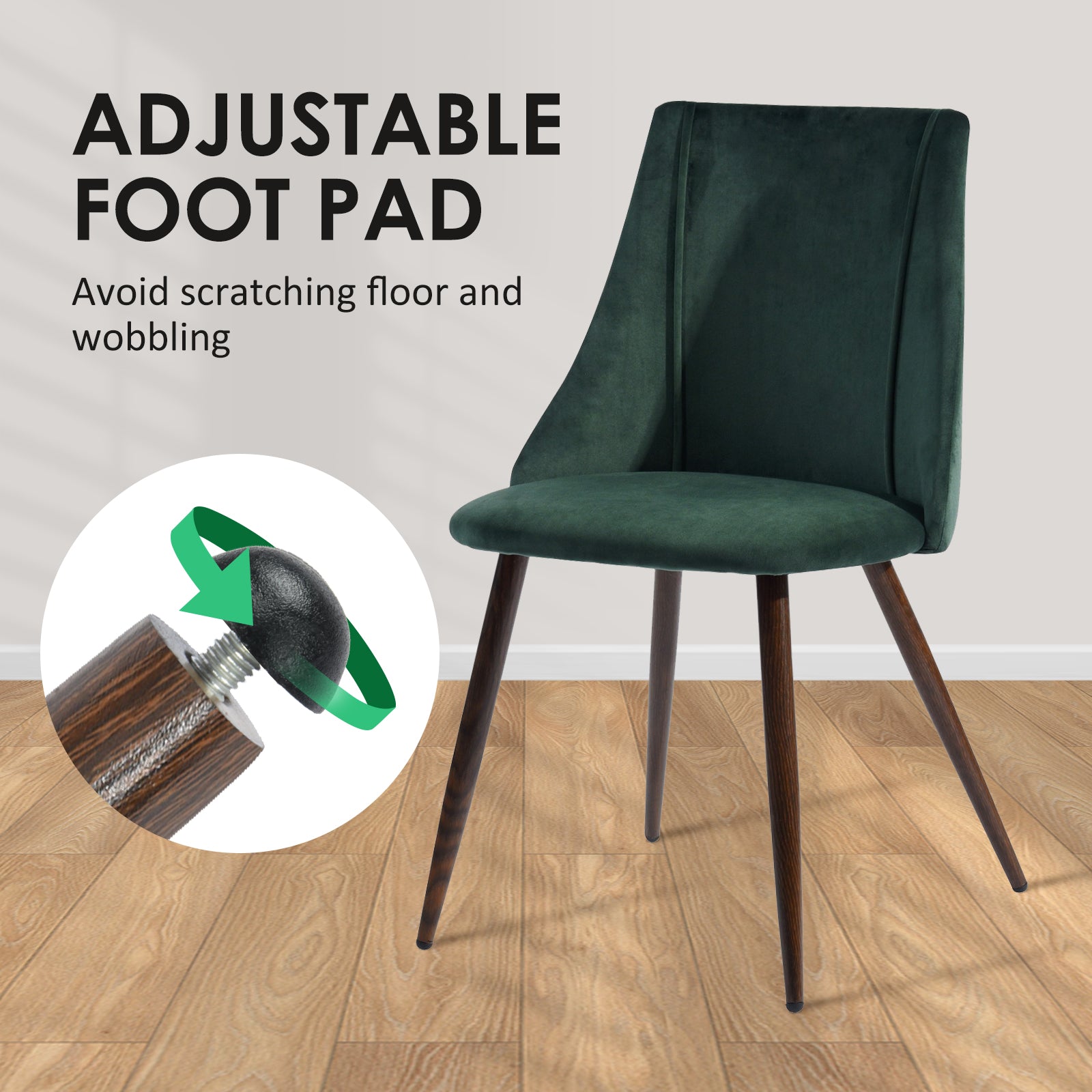 Homy Casa MICK 5PC Oval Dining Set 47" Matte White Table with 4 Smeg Dark Green Velvet Chairs Scandinavian Style