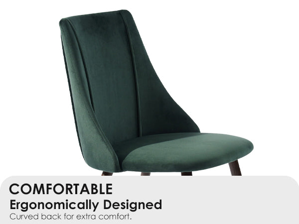 Homy Casa MICK 5PC Oval Dining Set 47" Matte White Table with 4 Smeg Dark Green Velvet Chairs Scandinavian Style