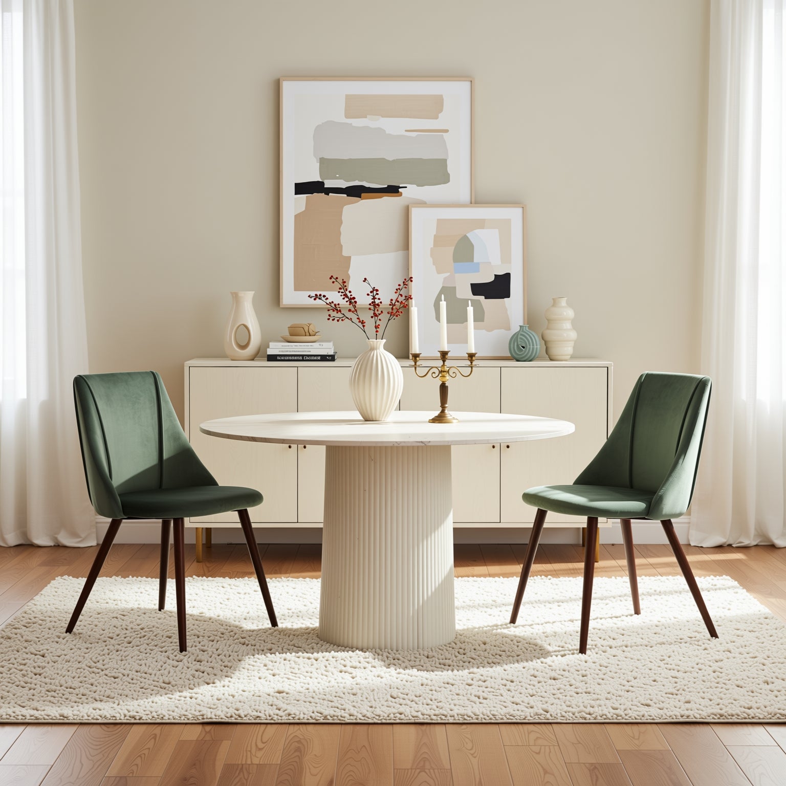 Smeg Soft High Back Upholstered Dining Chairs Set of 2 in Fabric or Velvet