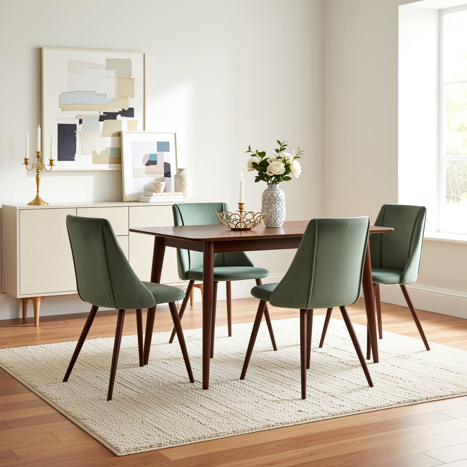 Smeg Soft High Back Upholstered Dining Chairs Set of 2 in Fabric or Velvet