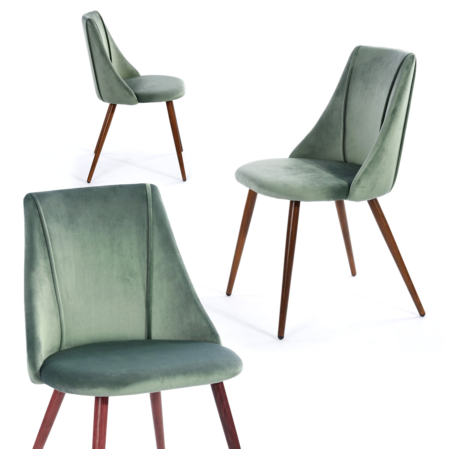 Homy Casa Fontana 3 Piece Dining Table Set with 2 Smeg Velvet Upholstered Chairs, Cactus