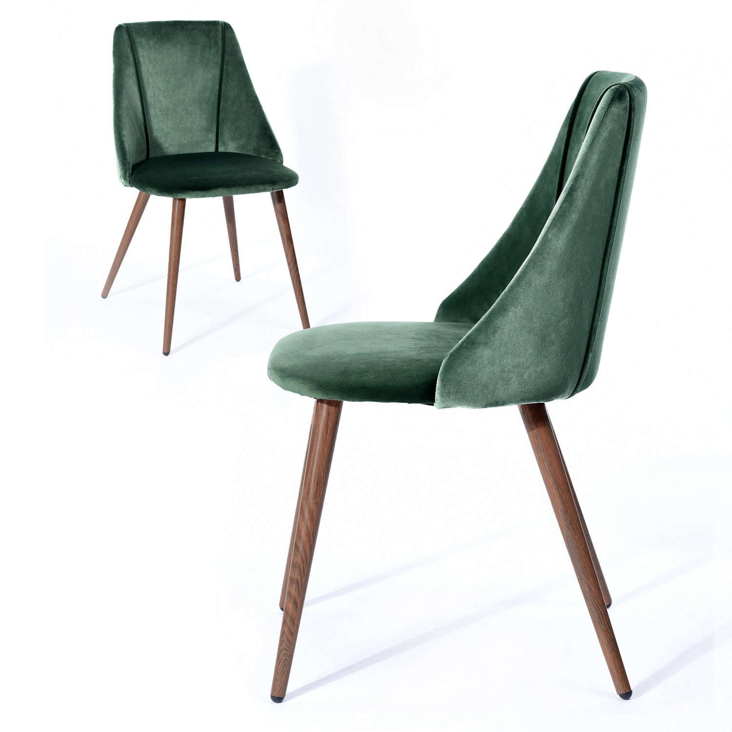 Homy Casa MICK 5PC Oval Dining Set 47" Matte White Table with 4 Smeg Dark Green Velvet Chairs Scandinavian Style