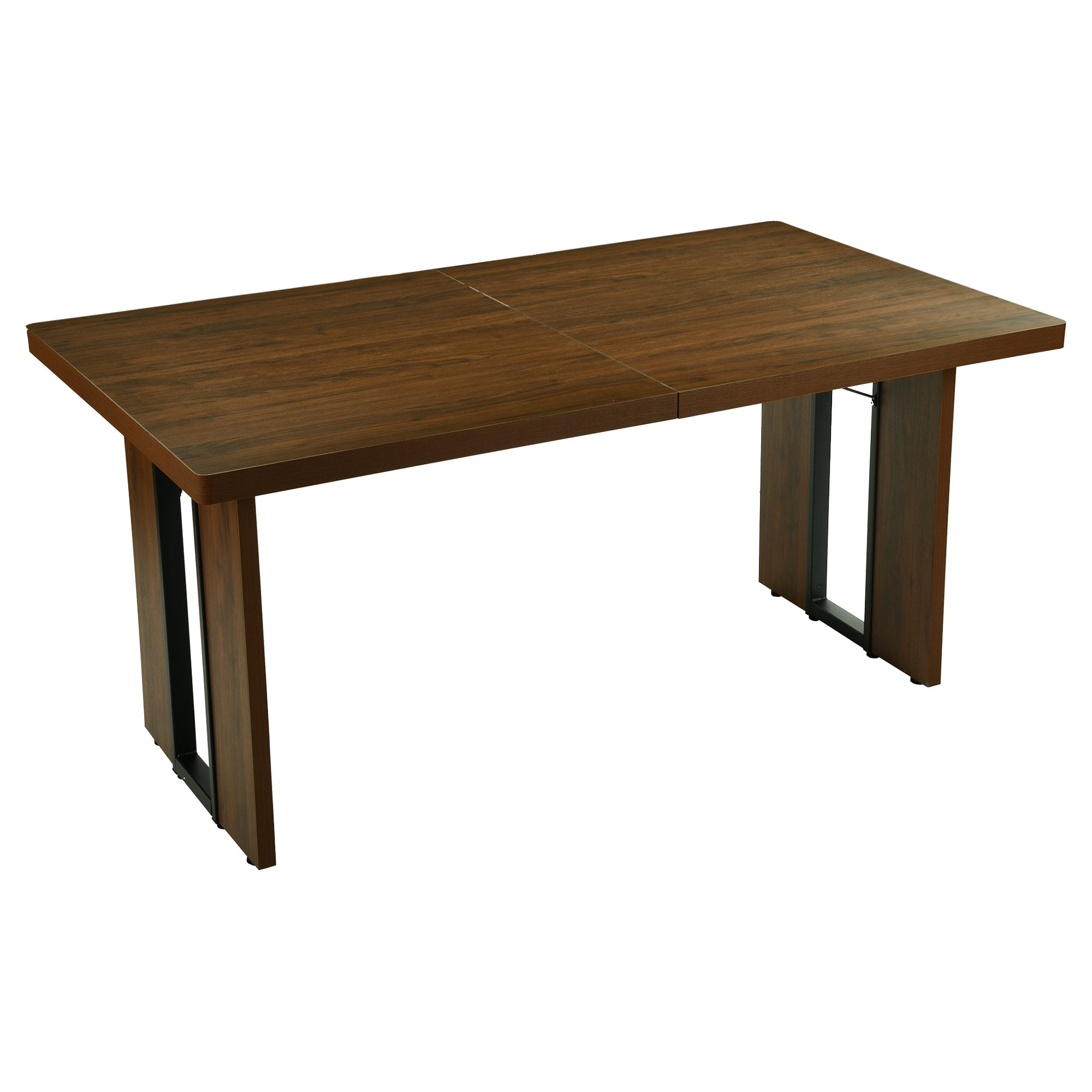 Homy Casa SORIAN 7PC Industrial Dining Set 63” Long Table with 6PC Charlton Suede Brown Dining Chairs